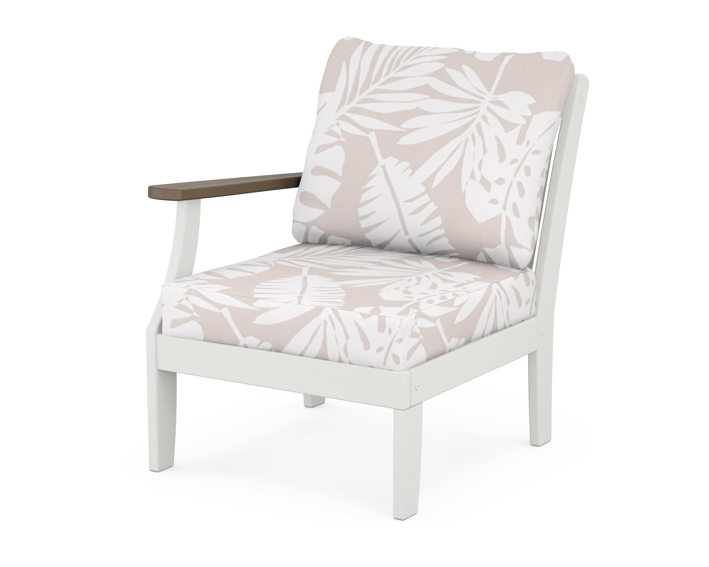 Braxton Modular Left Arm Chair in White / Kona / Leaf Dune Burlap
