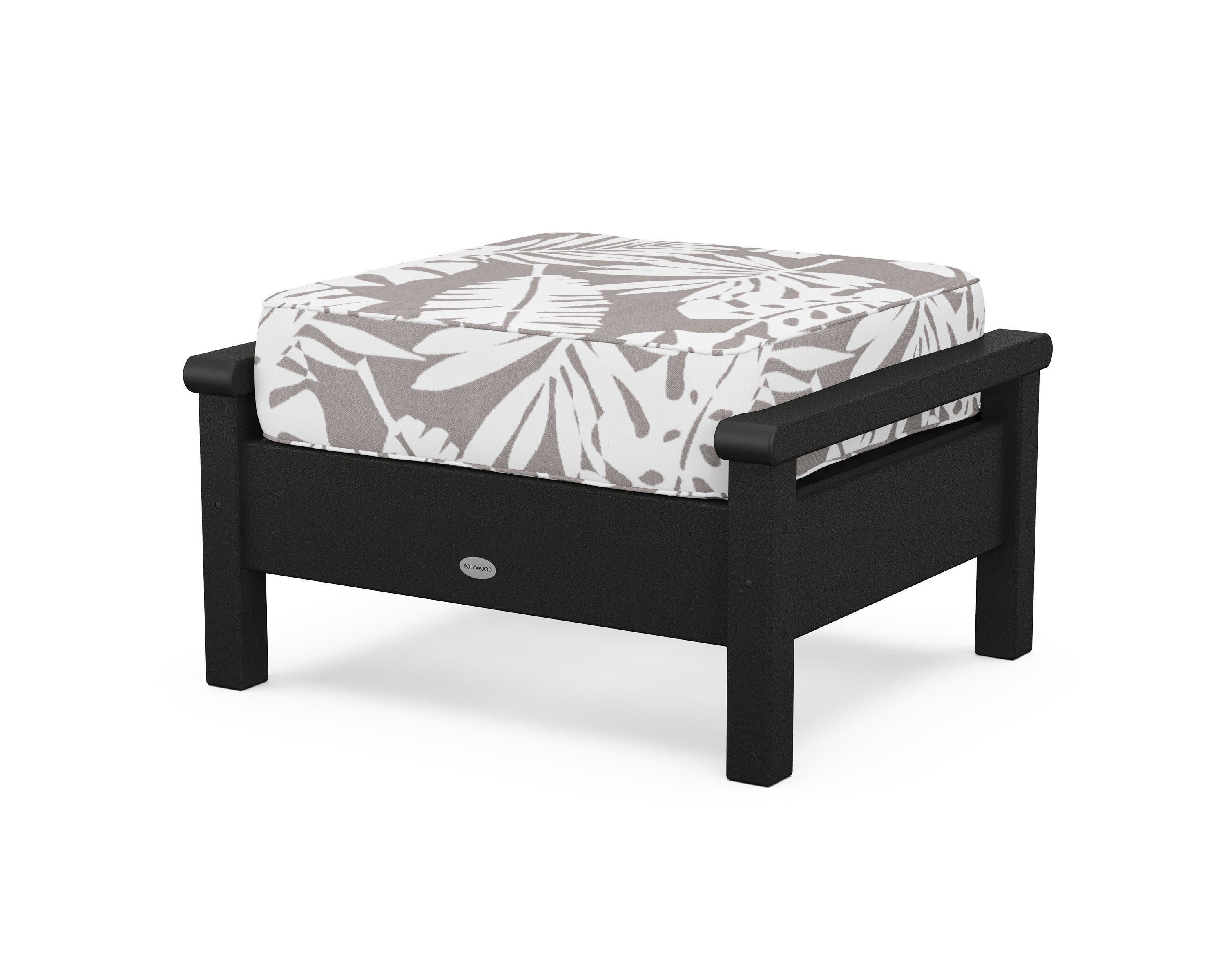 Harbour Deep Seating Ottoman in Black / Leaf Grey Mist