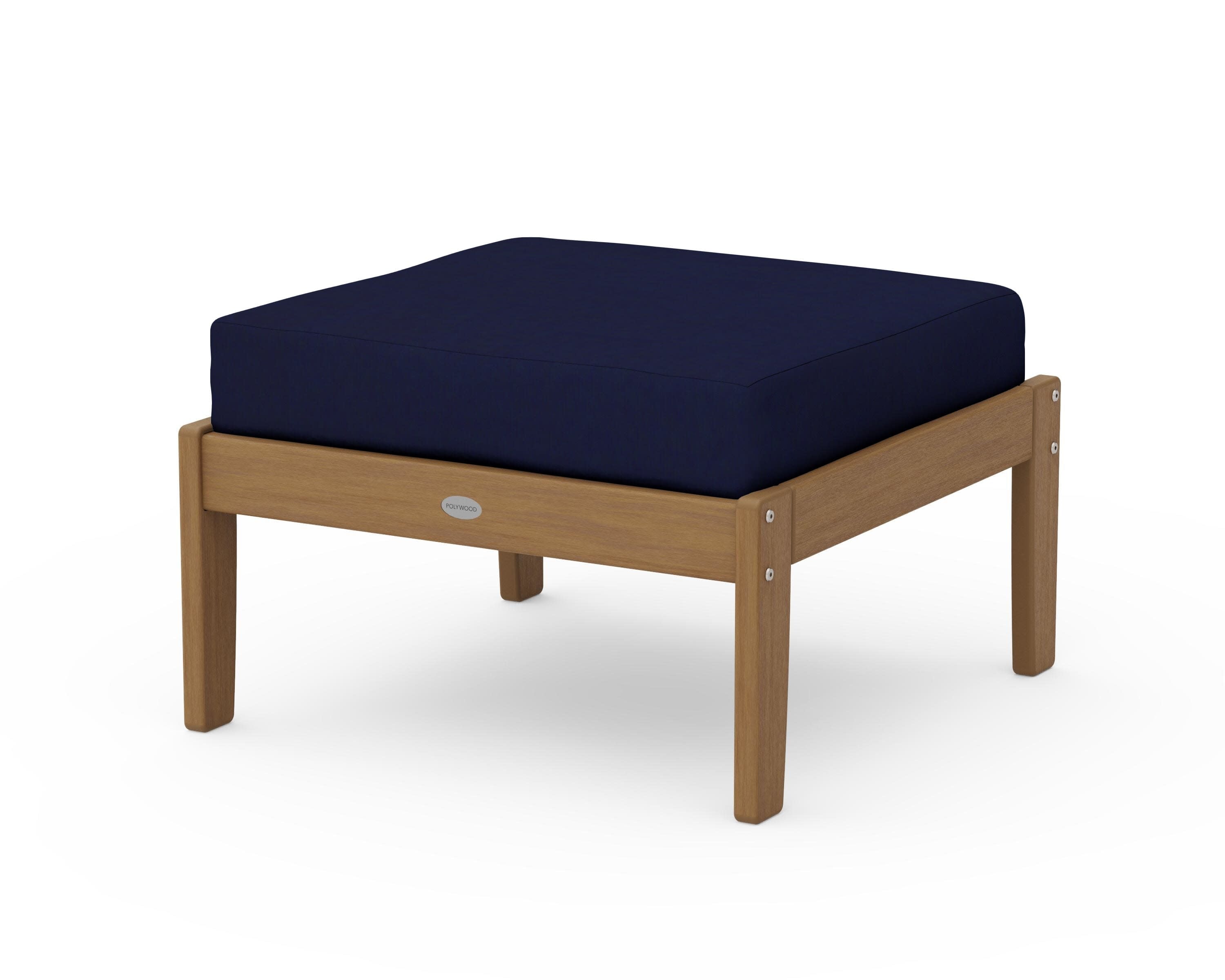 Braxton Deep Seating Ottoman in Natural / Navy