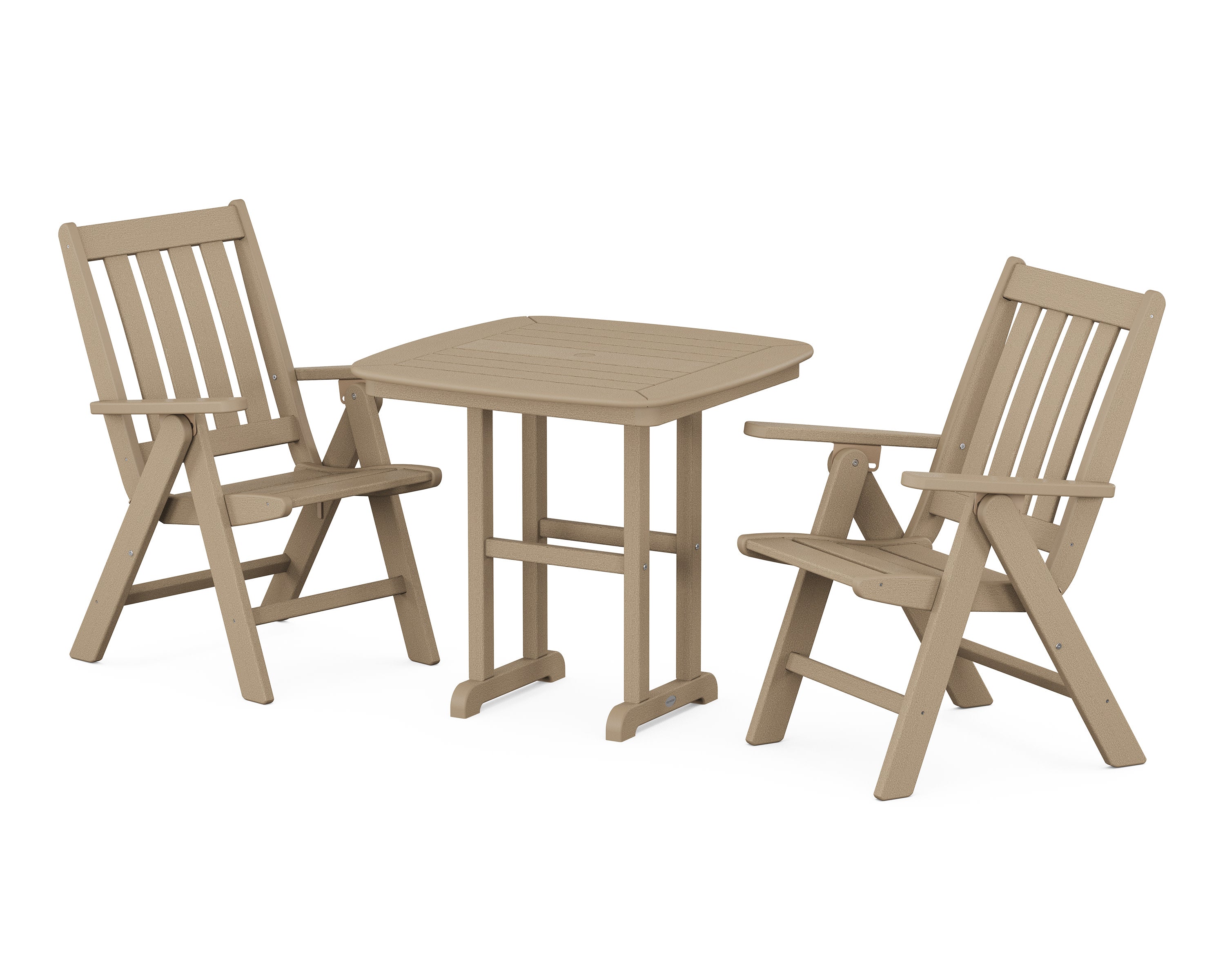 Vineyard Folding Chair 3-Piece Dining Set in Vintage Sahara