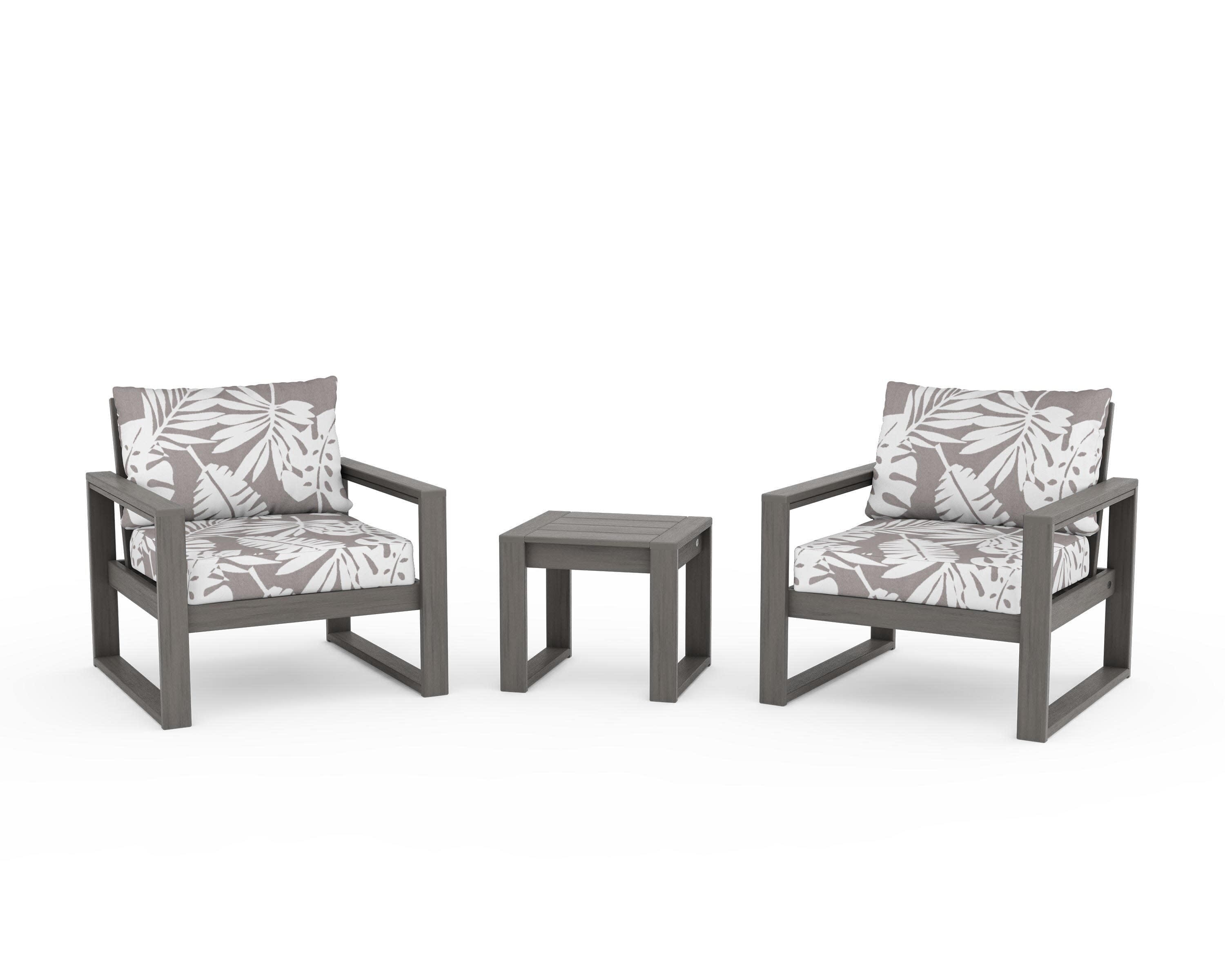 EDGE Sectional 3-Piece Deep Seating Set in Driftwood / Leaf Grey Mist