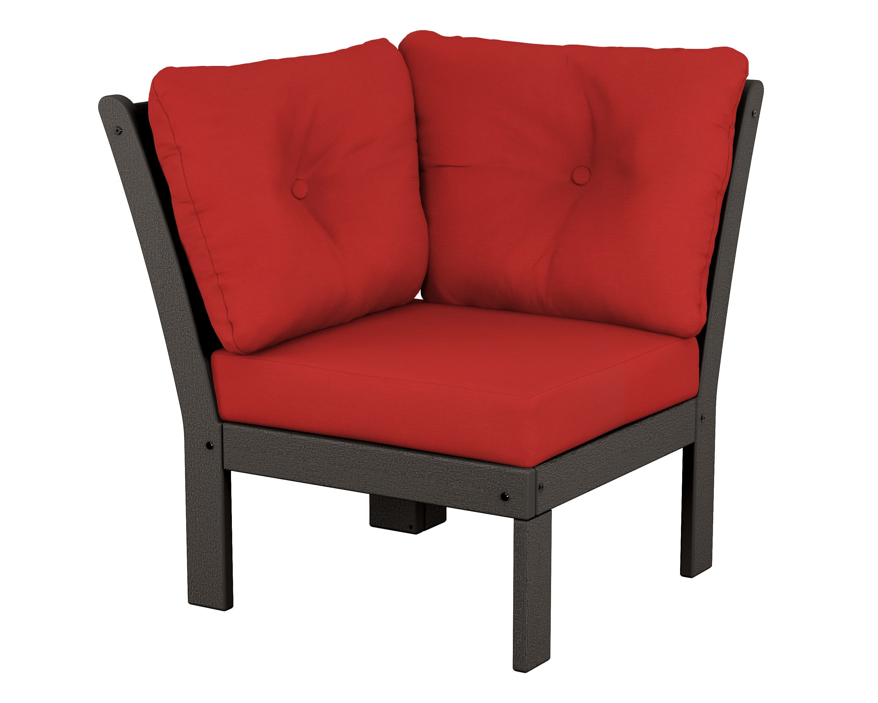 Vineyard Modular Corner Chair in Vintage Coffee / Crimson Linen