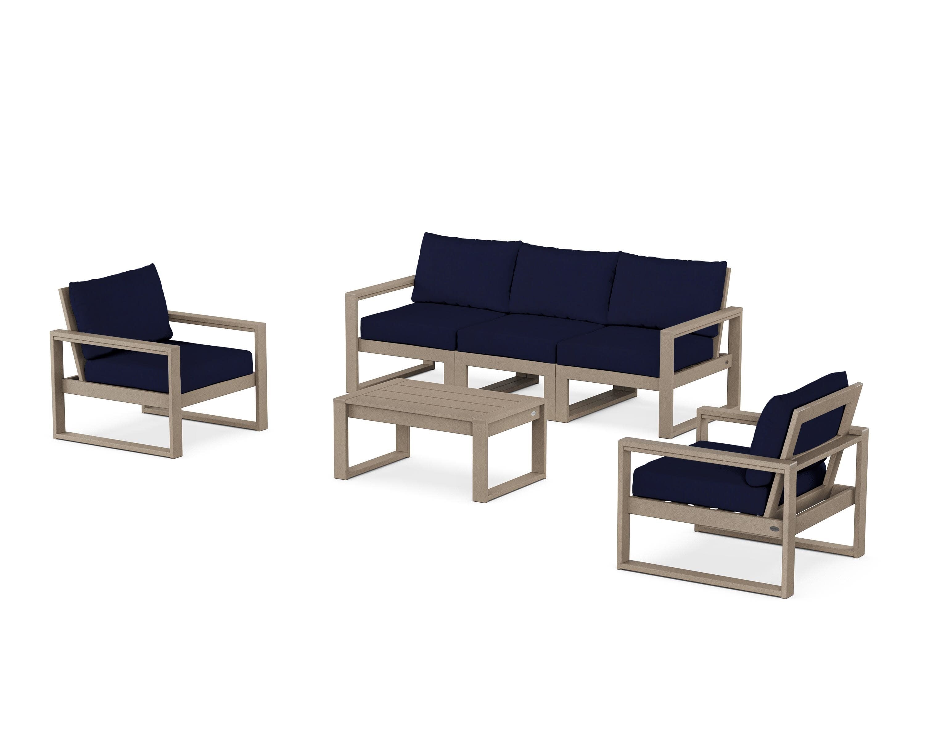 EDGE Sectional 4-Piece Deep Seating Set with Sofa in Vintage Sahara / Navy