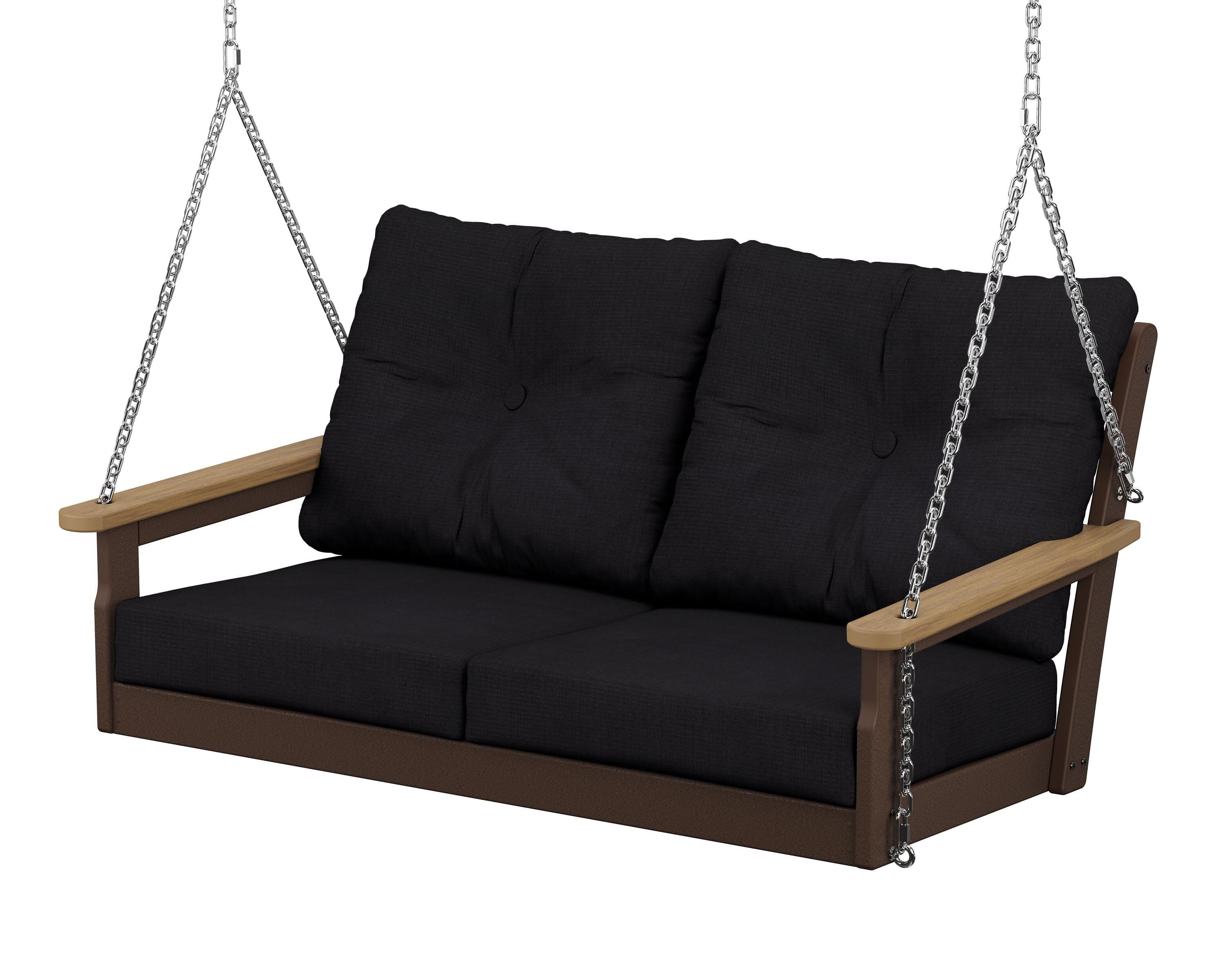 Vineyard Deep Seating Swing in Mahogany / Natural / Midnight Linen