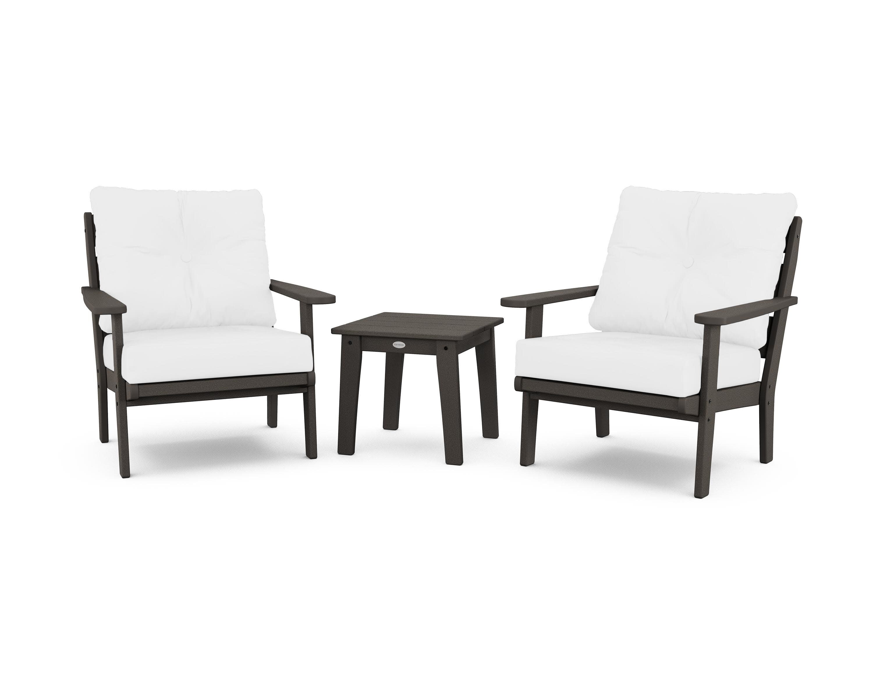 Lakeside 3-Piece Deep Seating Chair Set in Vintage Coffee / Natural