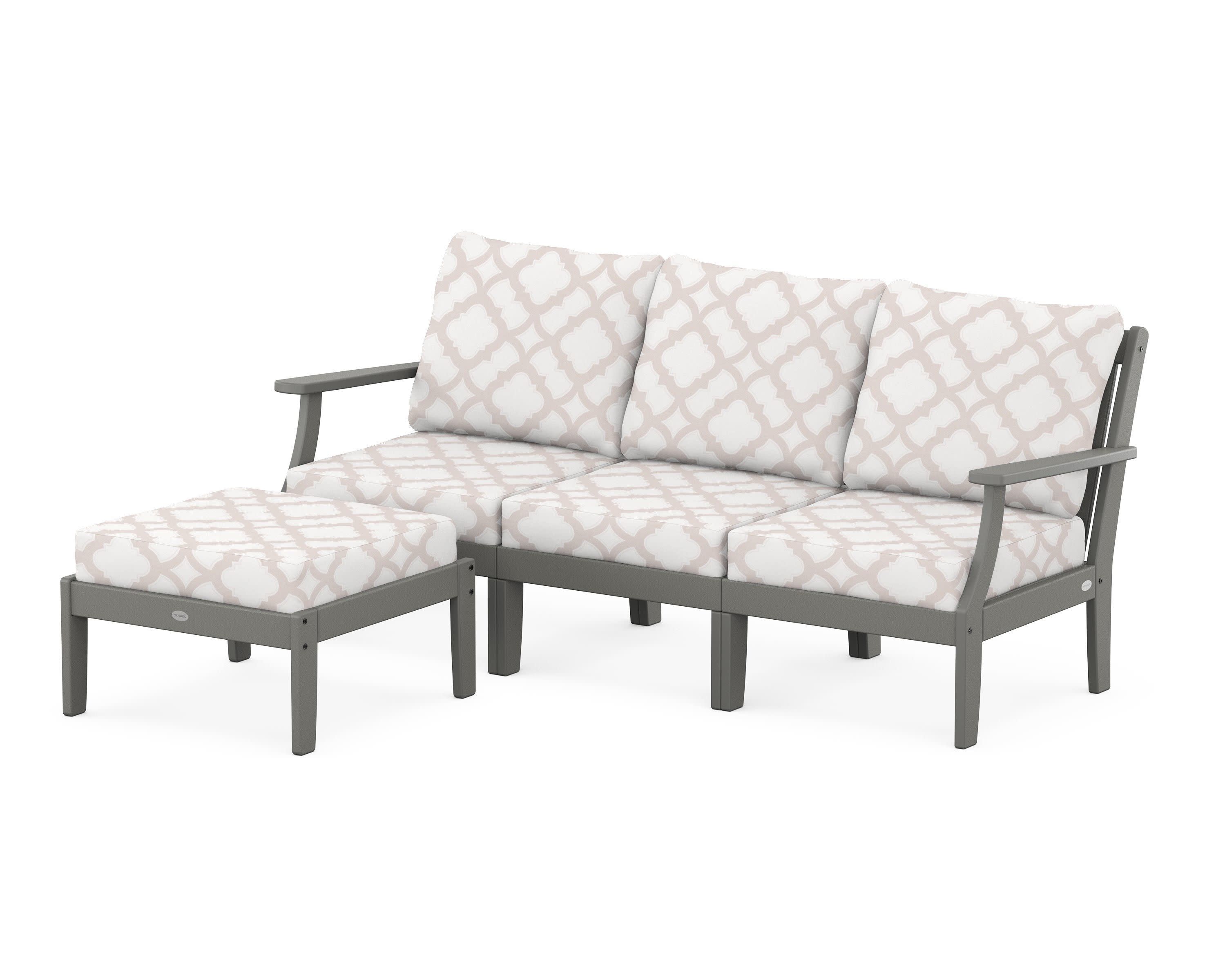 Braxton Modular 4-Piece Deep Seating Set with Ottoman in Slate Grey / Trellis Dune Burlap
