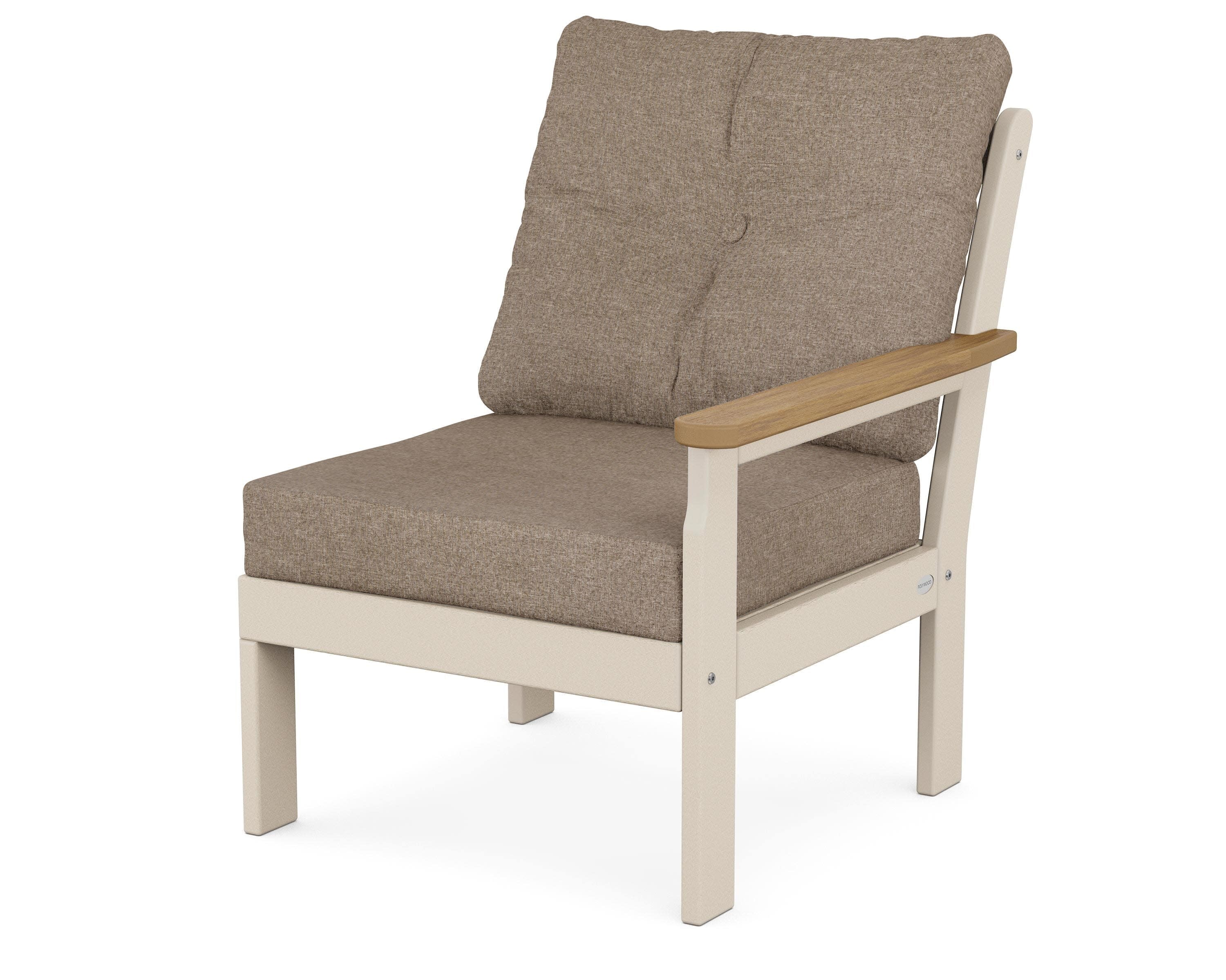 Vineyard Modular Right Arm Chair in Sand / Natural / Spiced Burlap