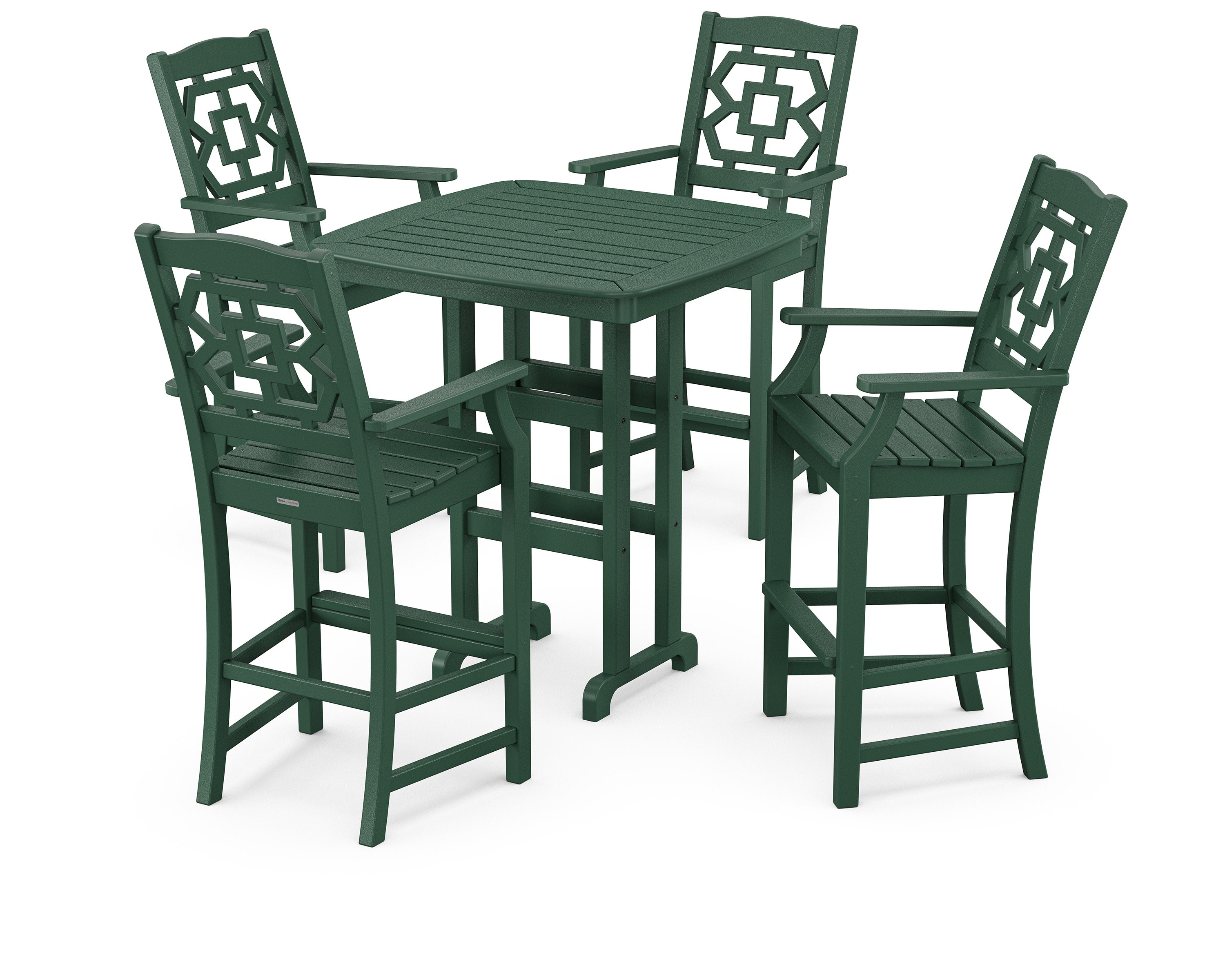 Chinoiserie 5-Piece Bar Set in Green