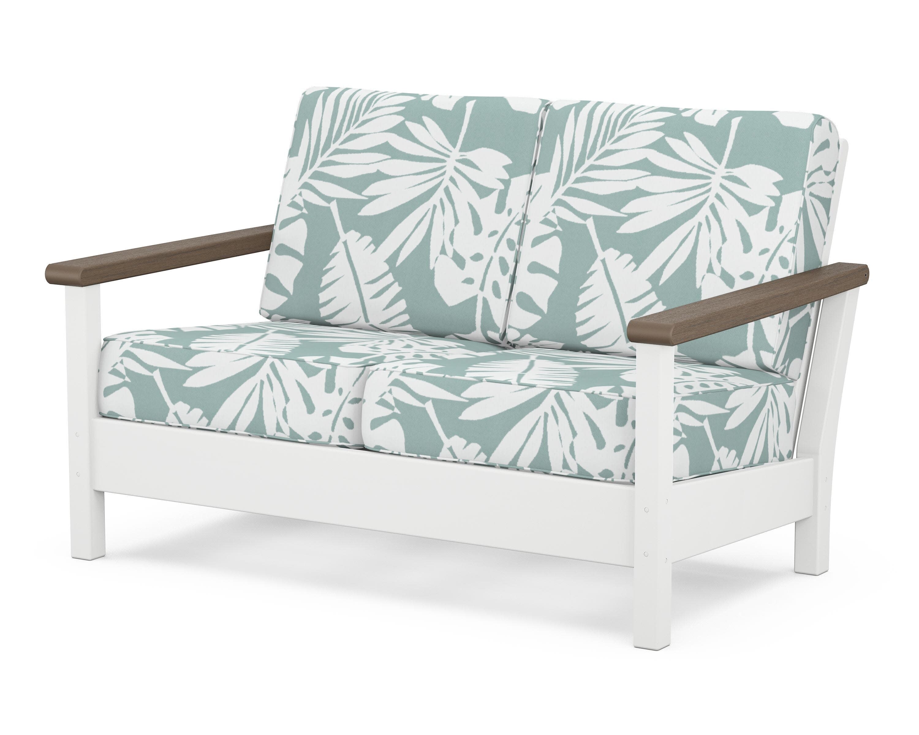 Harbour Deep Seating Loveseat in White / Kona / Leaf Glacier Spa