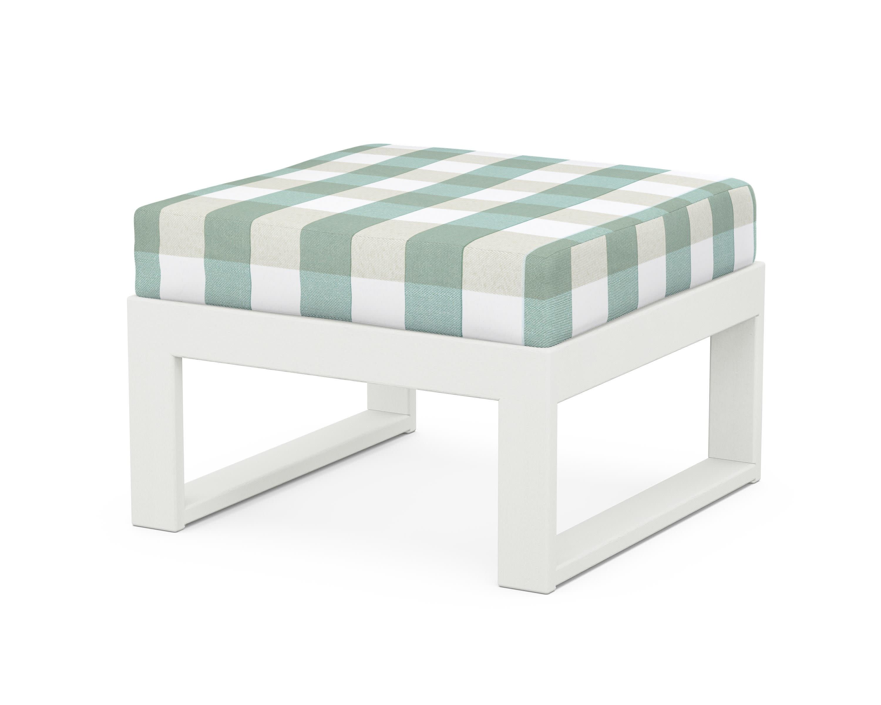 Modular Ottoman - Modern in Vintage White / Buffalo Plaid Glacier Spa