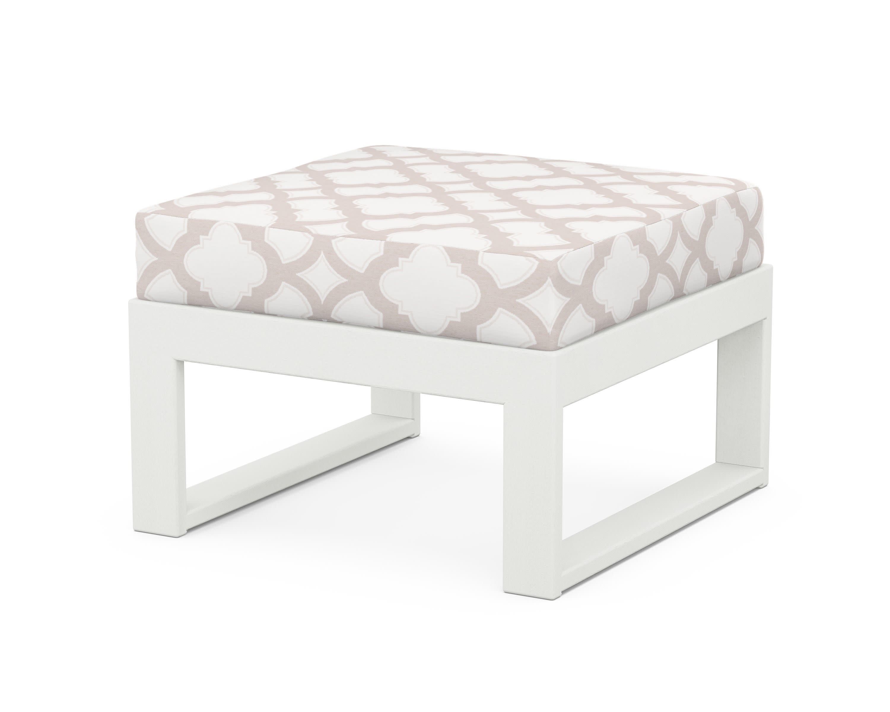 Modular Ottoman - Modern in Vintage White / Trellis Dune Burlap