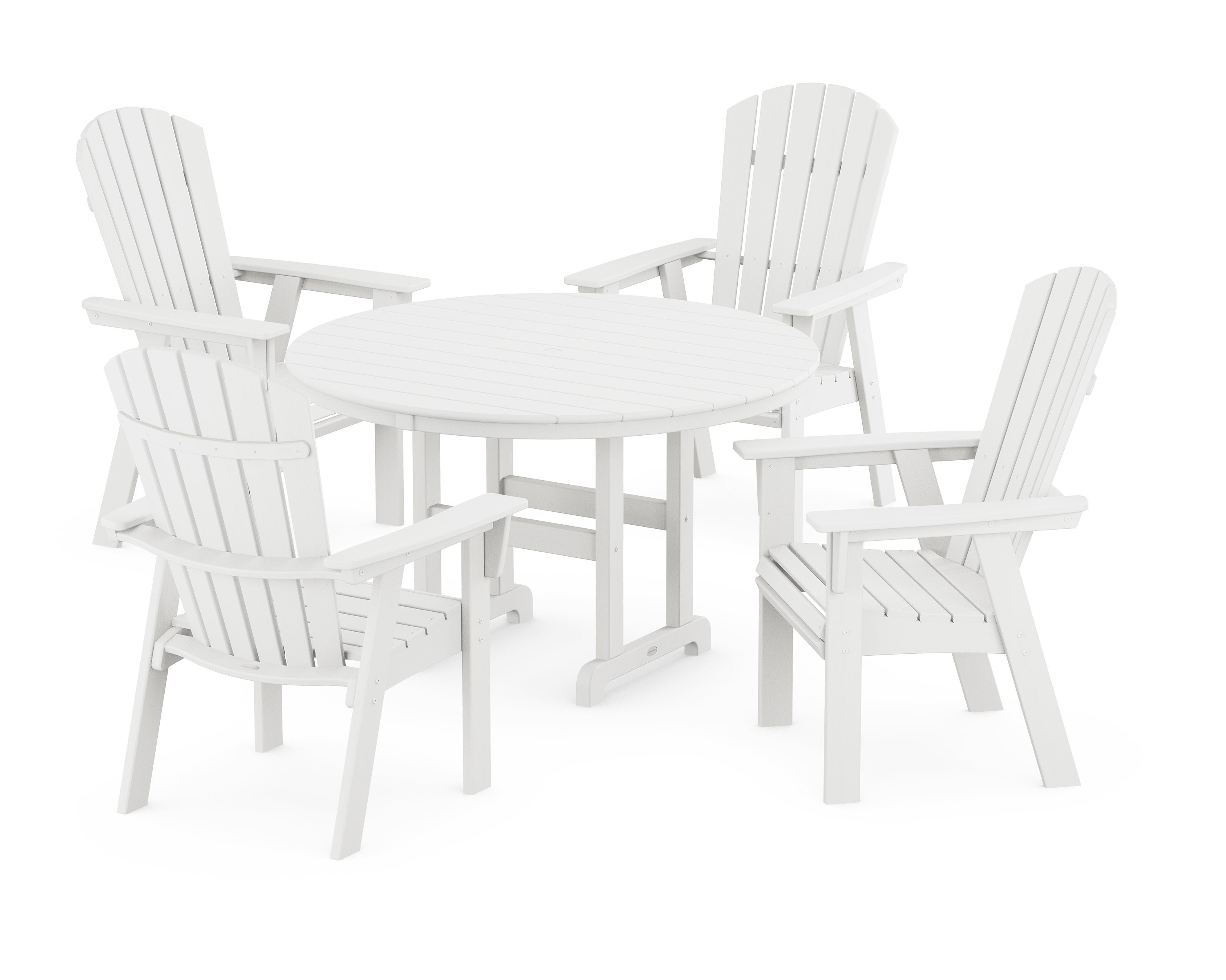 Nautical Adirondack 5-Piece Round Farmhouse Dining Set in Vintage White