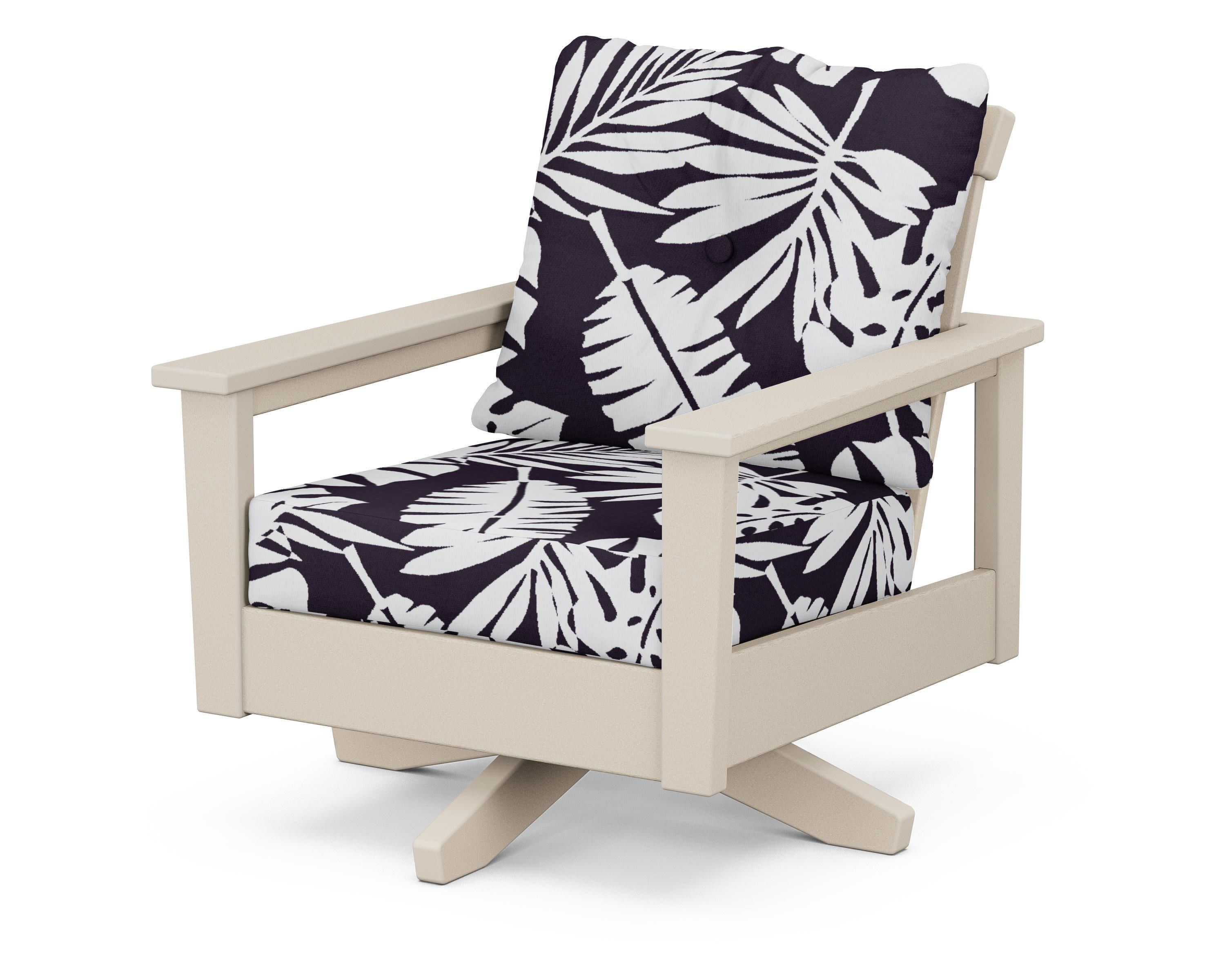 Prescott Deep Seating Swivel Chair in Sand / Leaf Navy