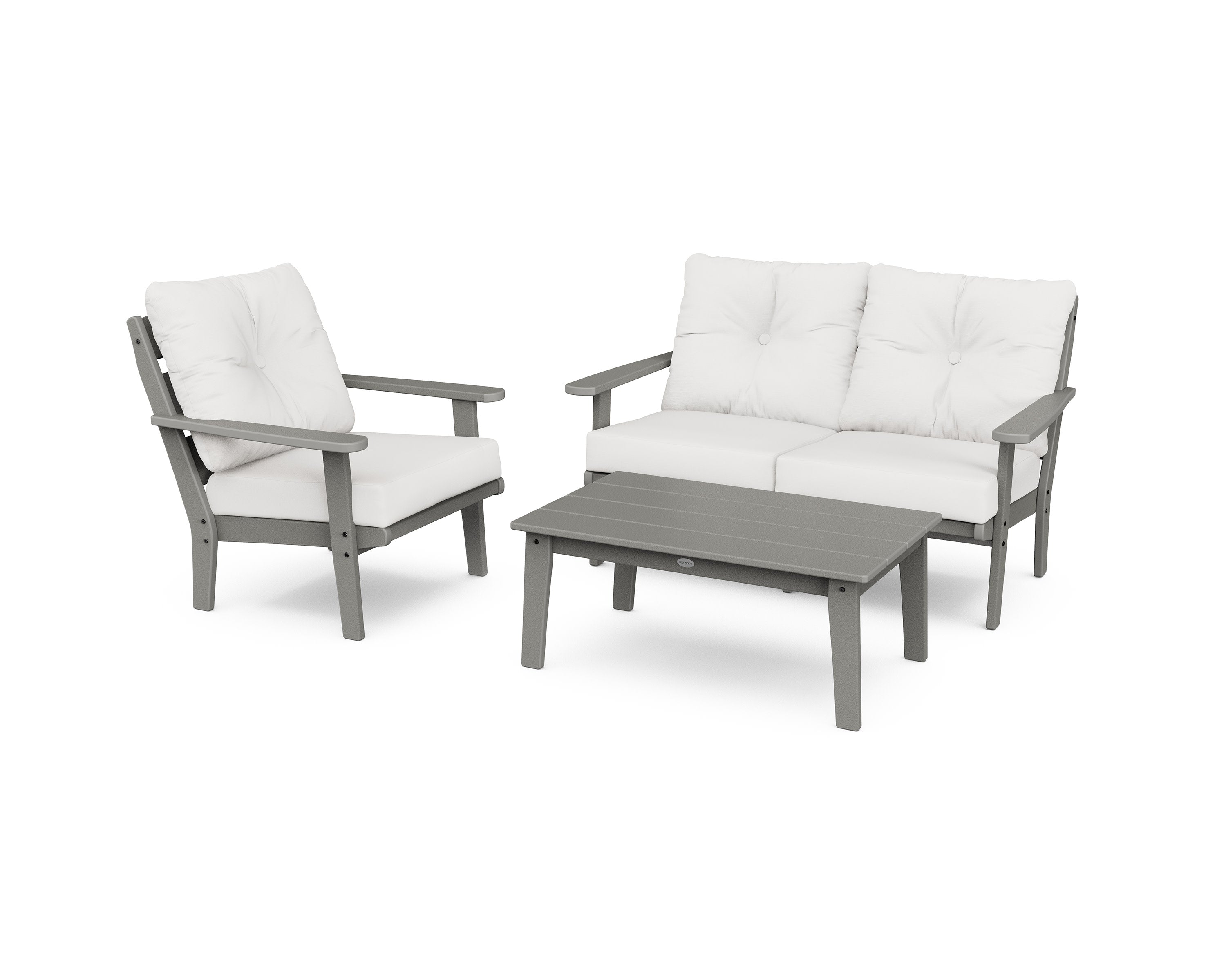 Lakeside 3-Piece Deep Seating Set in Slate Grey / Natural Linen