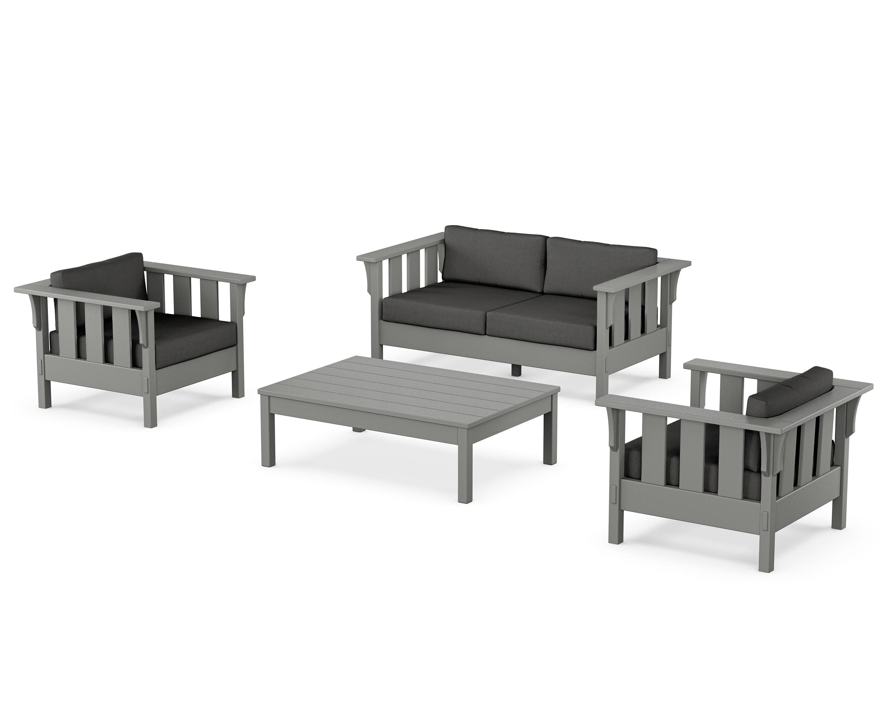 Acadia 4-Piece Deep Seating Set with Loveseat in Slate Grey / Spectrum Carbon