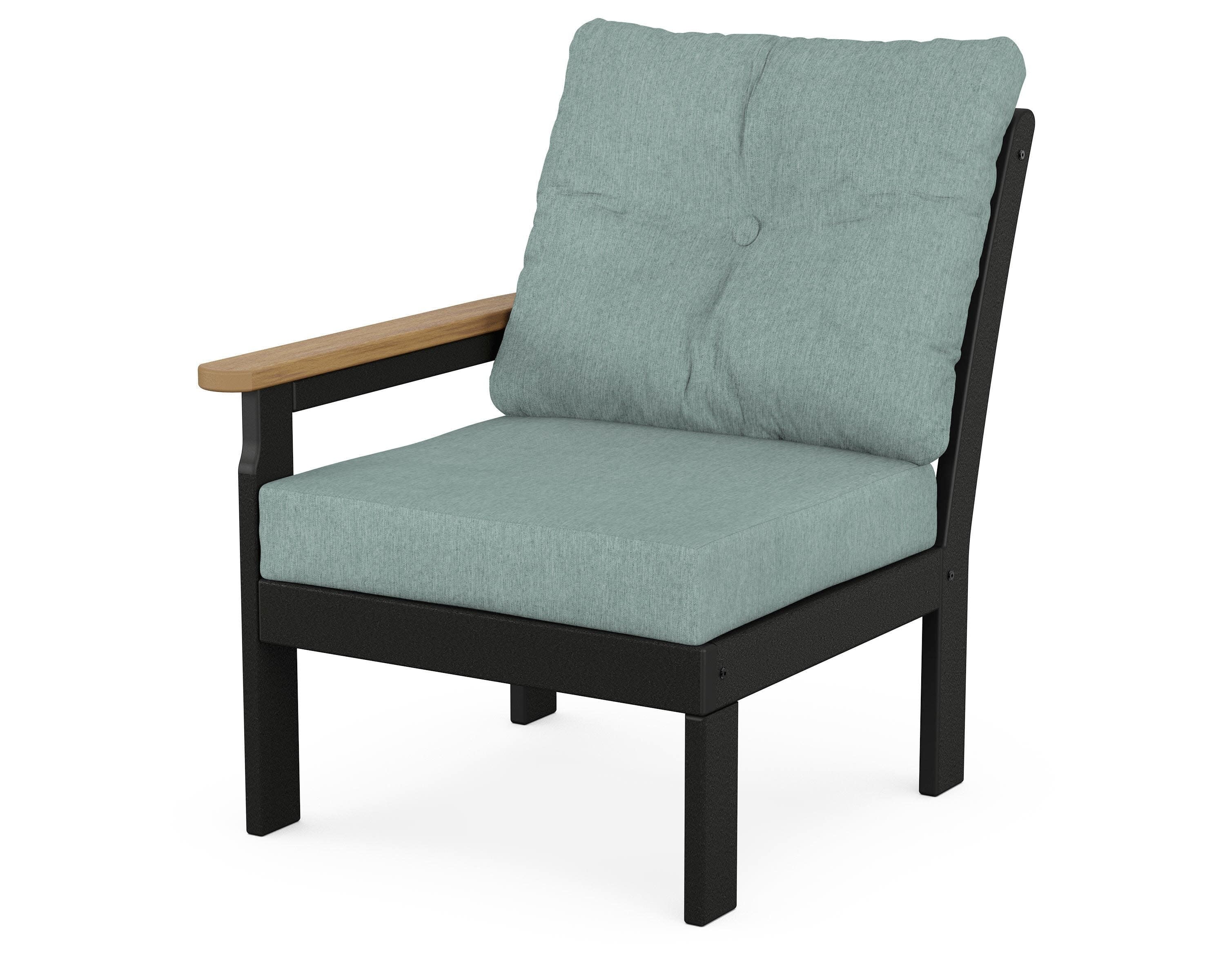 Vineyard Modular Left Arm Chair in Black / Natural / Glacier Spa