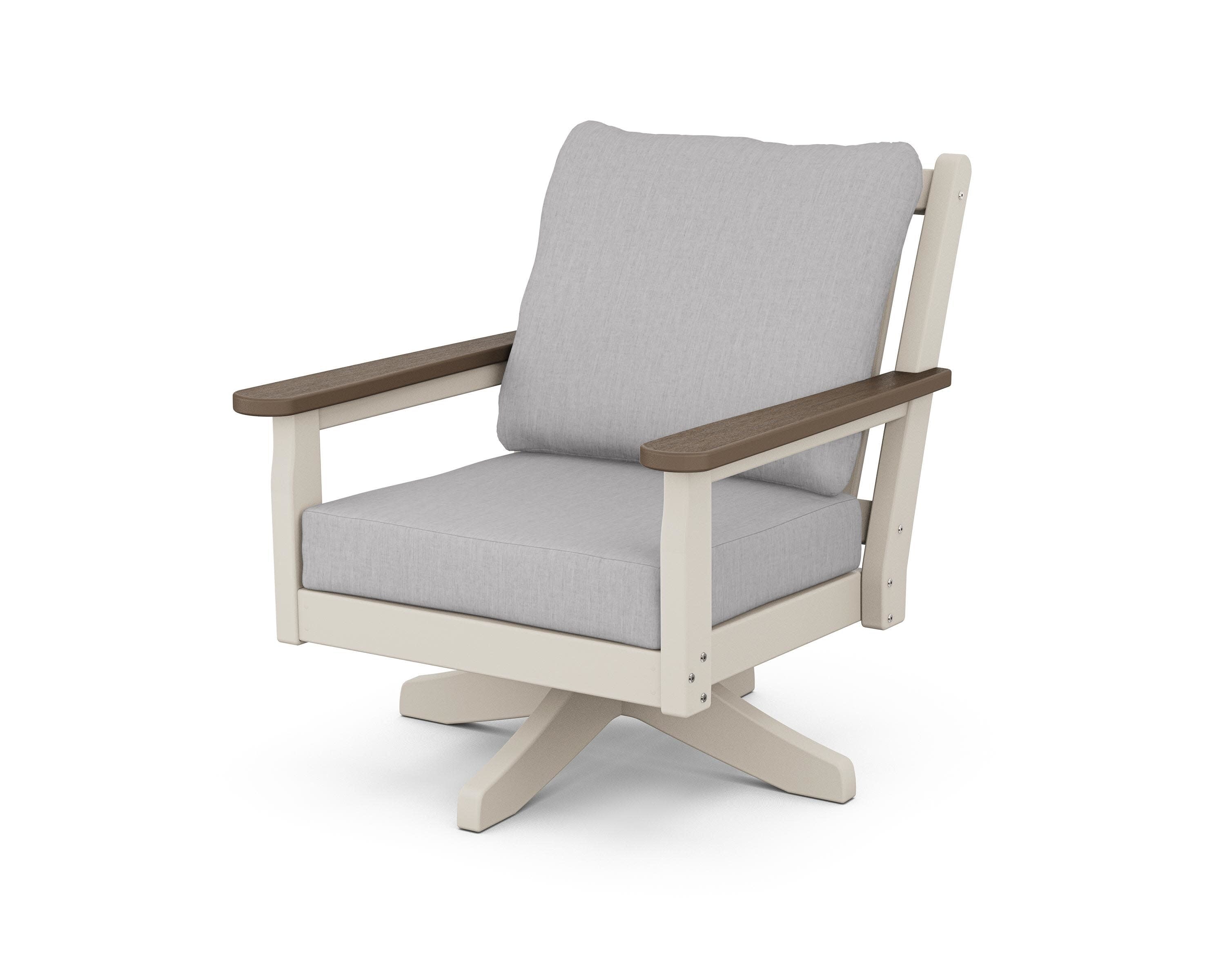 Chippendale Deep Seating Swivel Chair in Sand / Kona / Granite