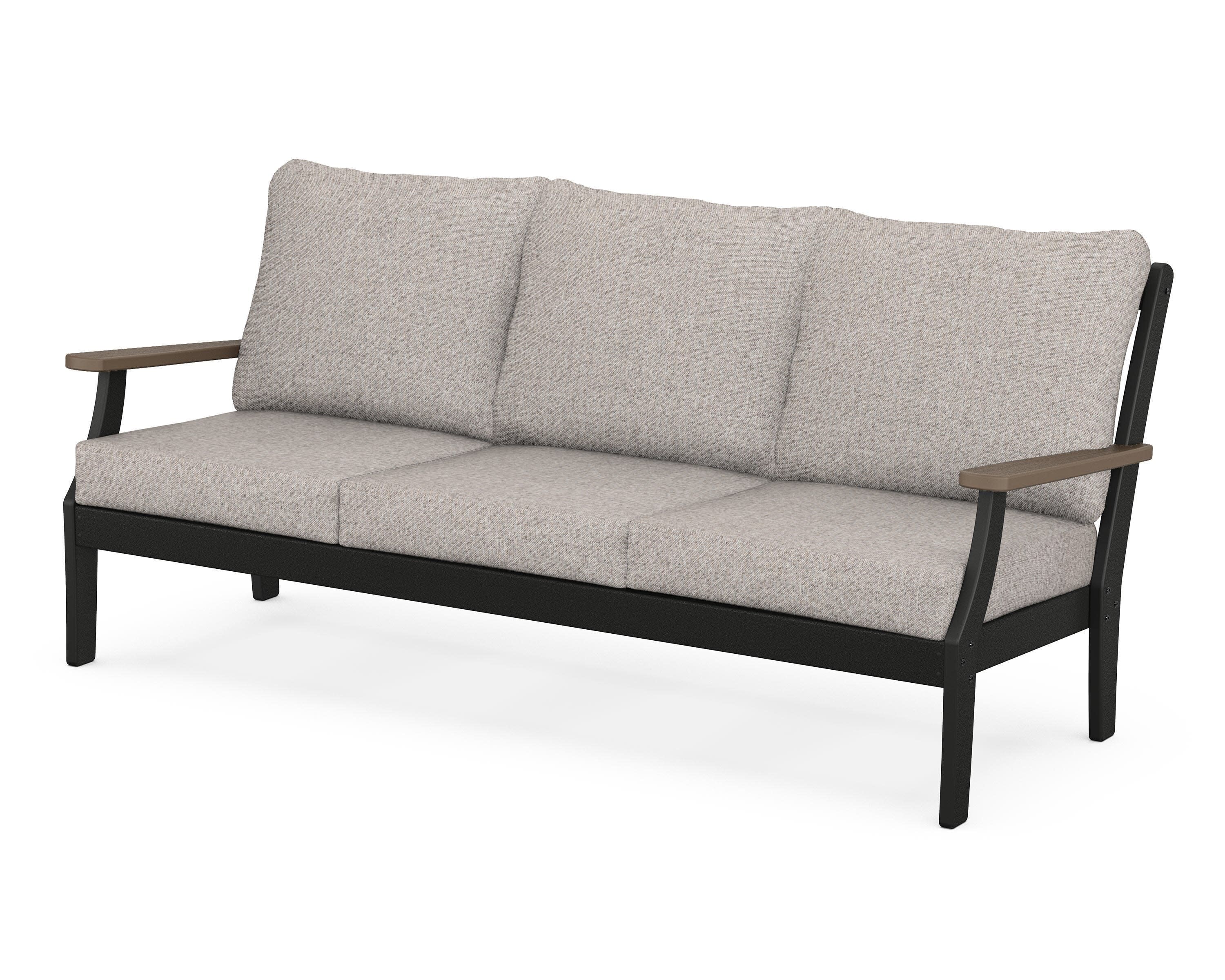 Braxton Deep Seating Sofa in Black / Kona / Weathered Tweed