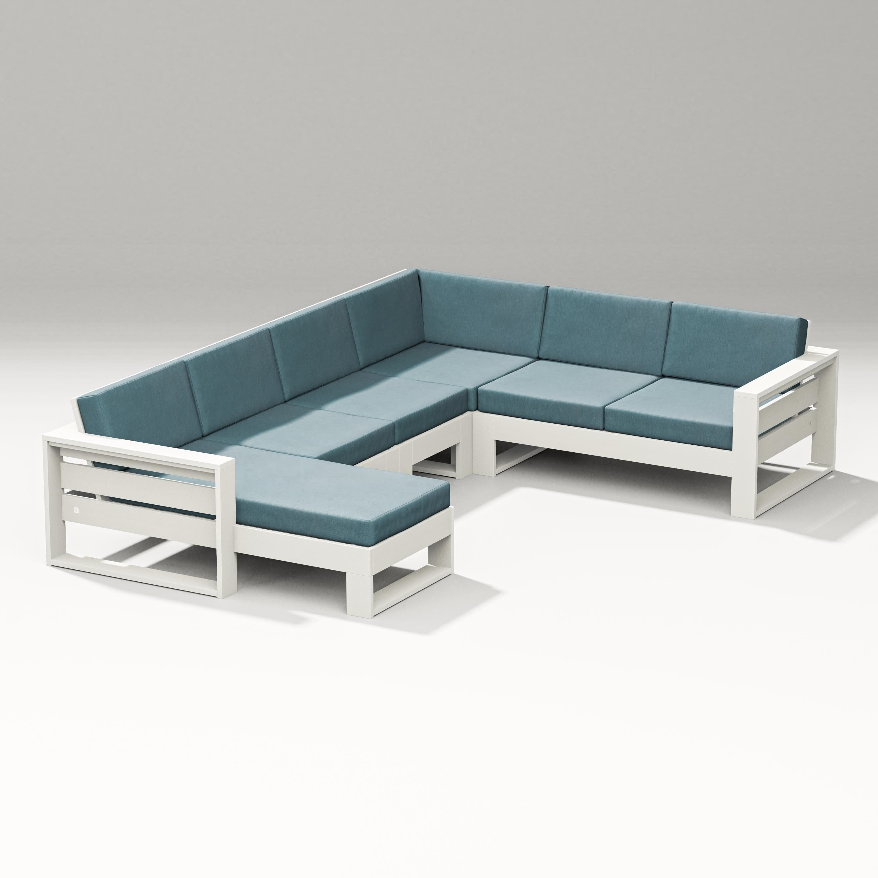 Latitude Corner Sectional with Left Chaise in Vintage White / Ocean Teal