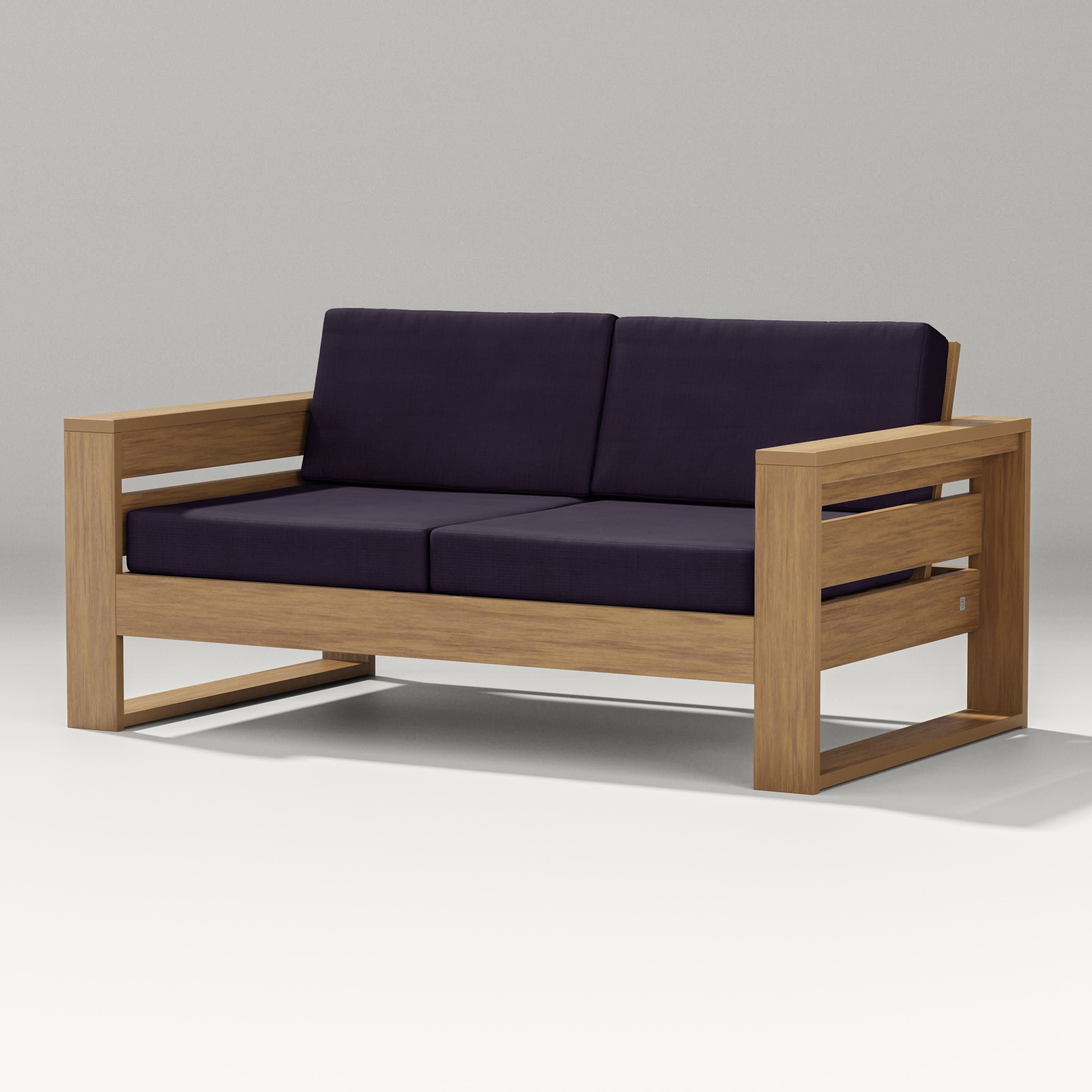Latitude Loveseat in Natural / Navy Linen