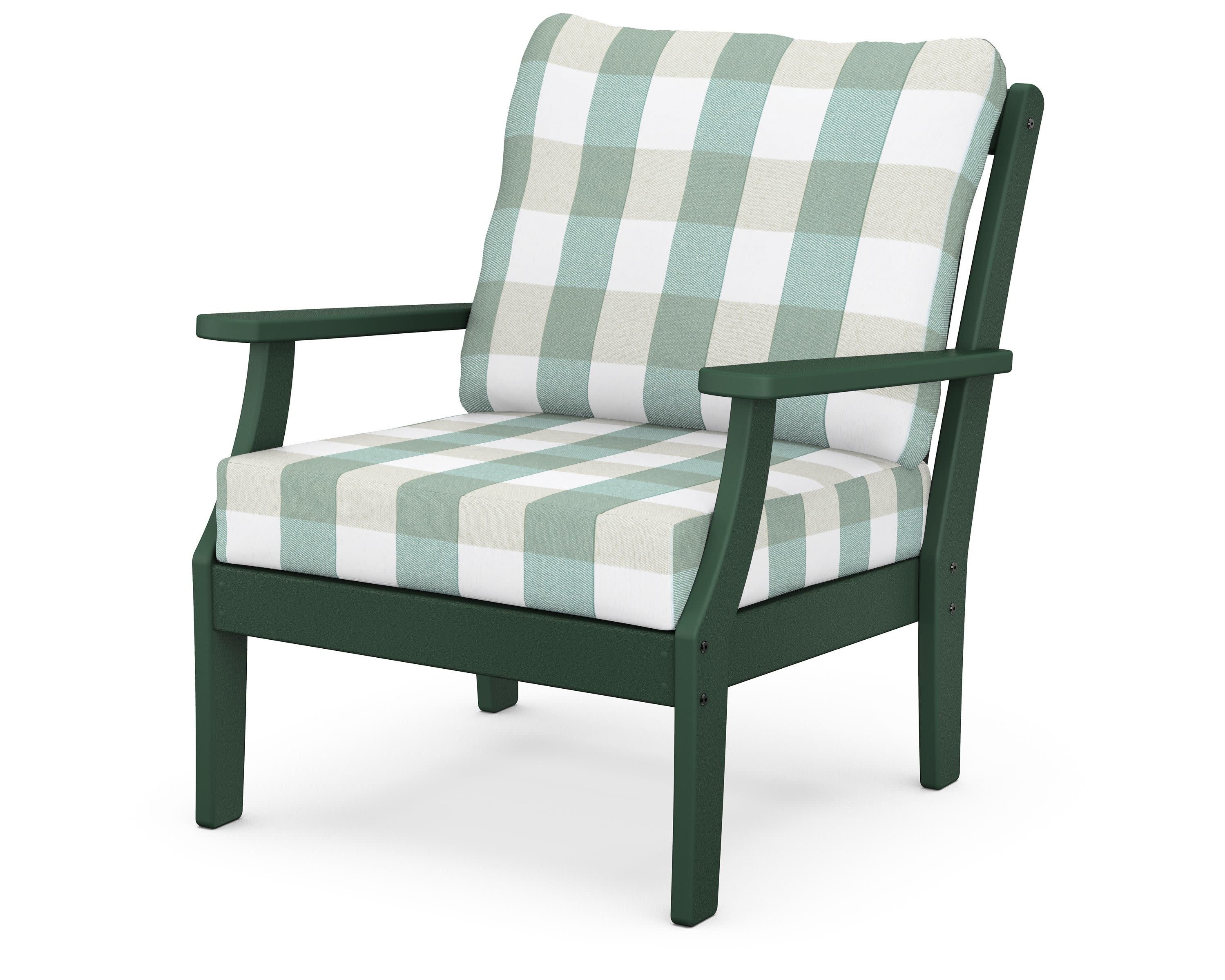 Braxton Deep Seating Chair in Green / Buffalo Plaid Glacier Spa