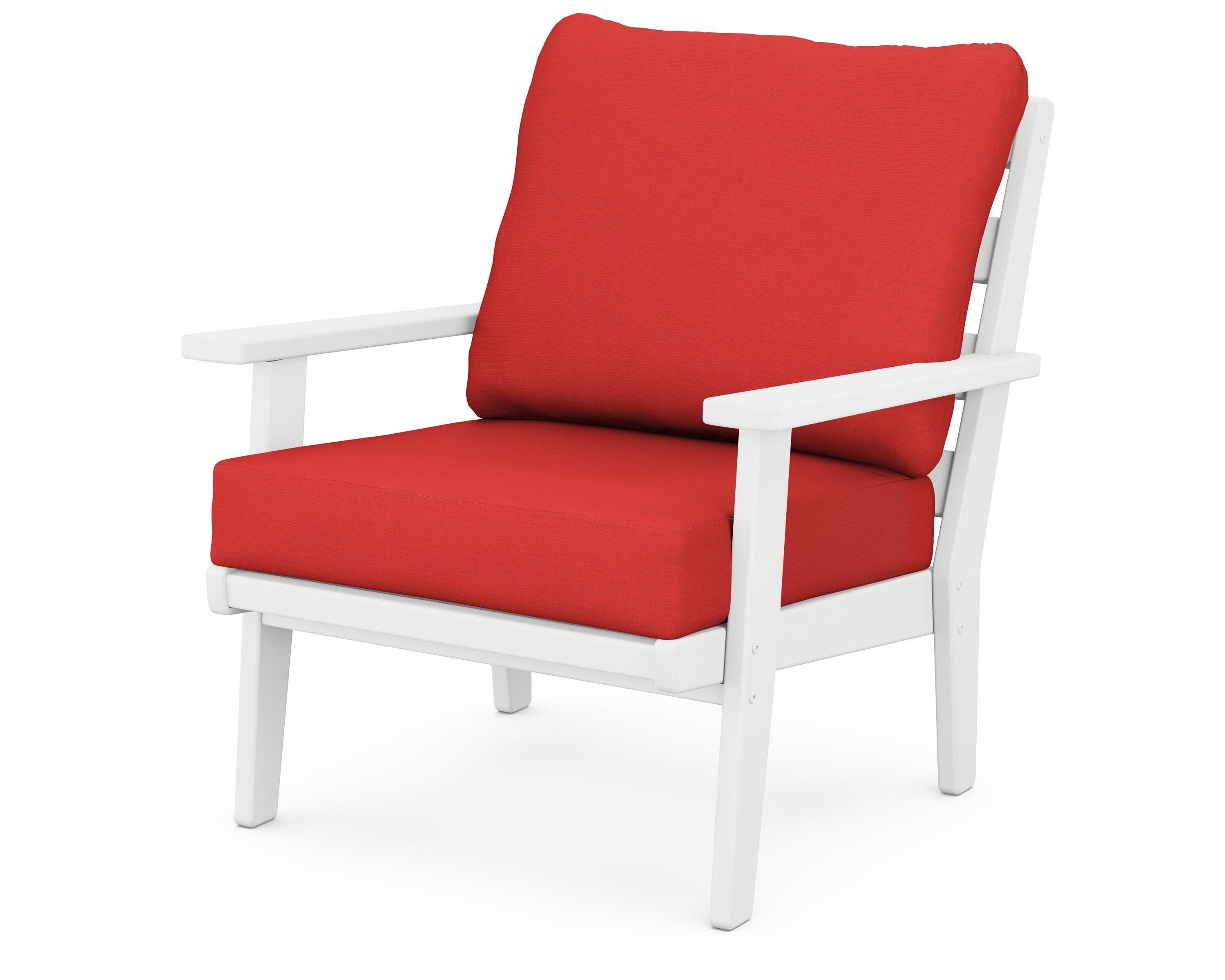 Grant Park Deep Seating Chair in White / Crimson Linen
