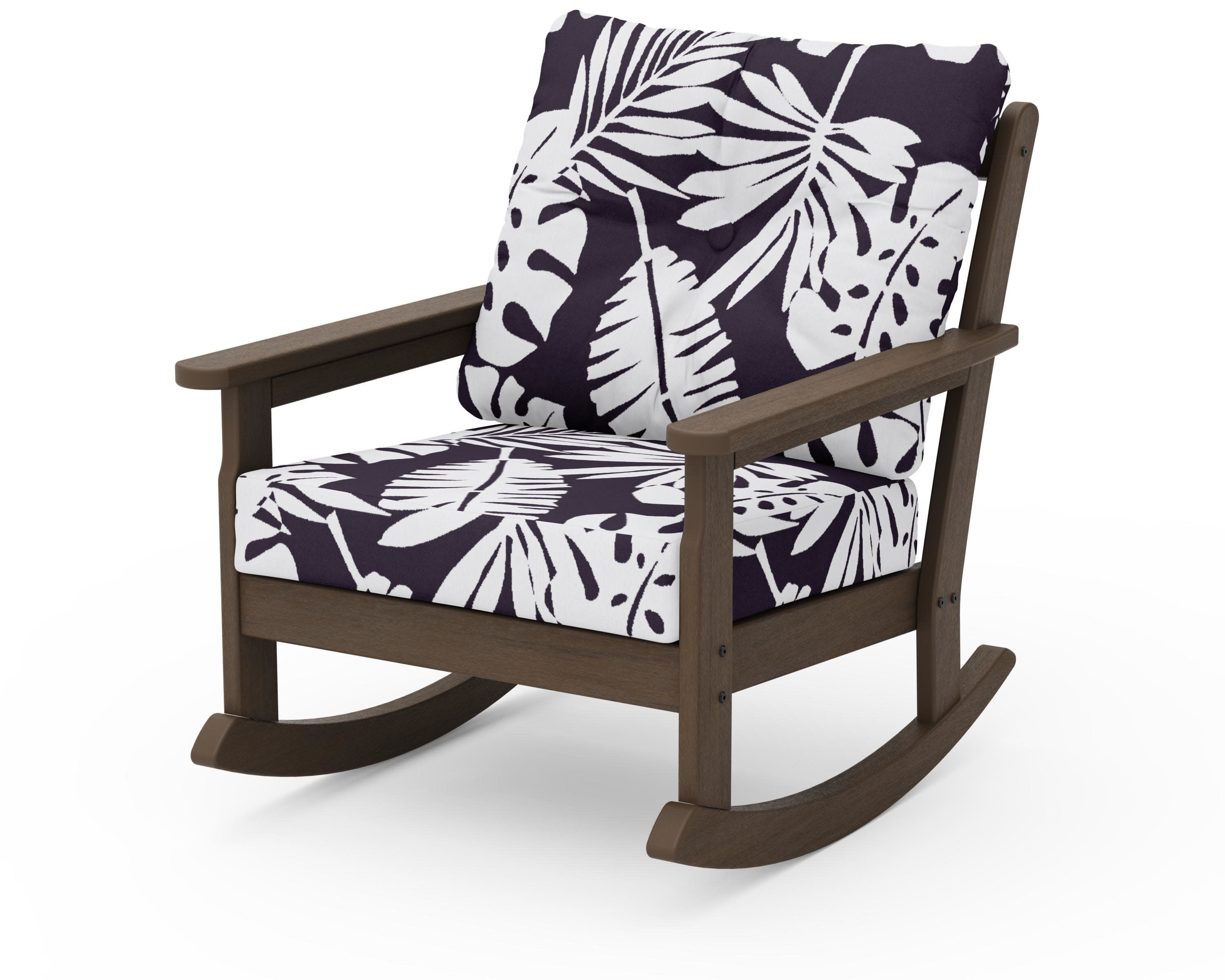 Vineyard Deep Seating Rocking Chair in Kona / Leaf Navy