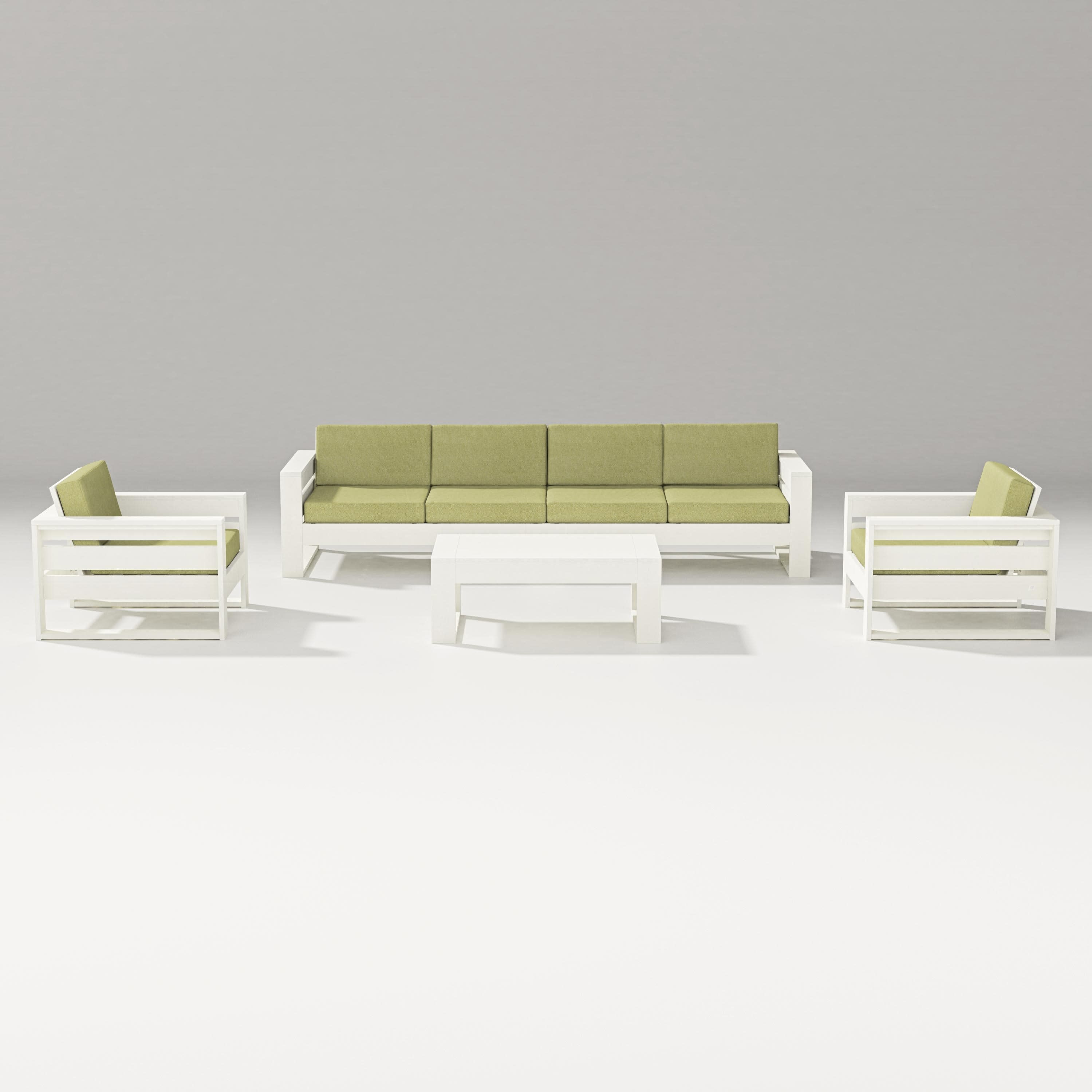 Latitude 5-Piece Lounge Sofa Set in Vintage White / Chartreuse Boucle