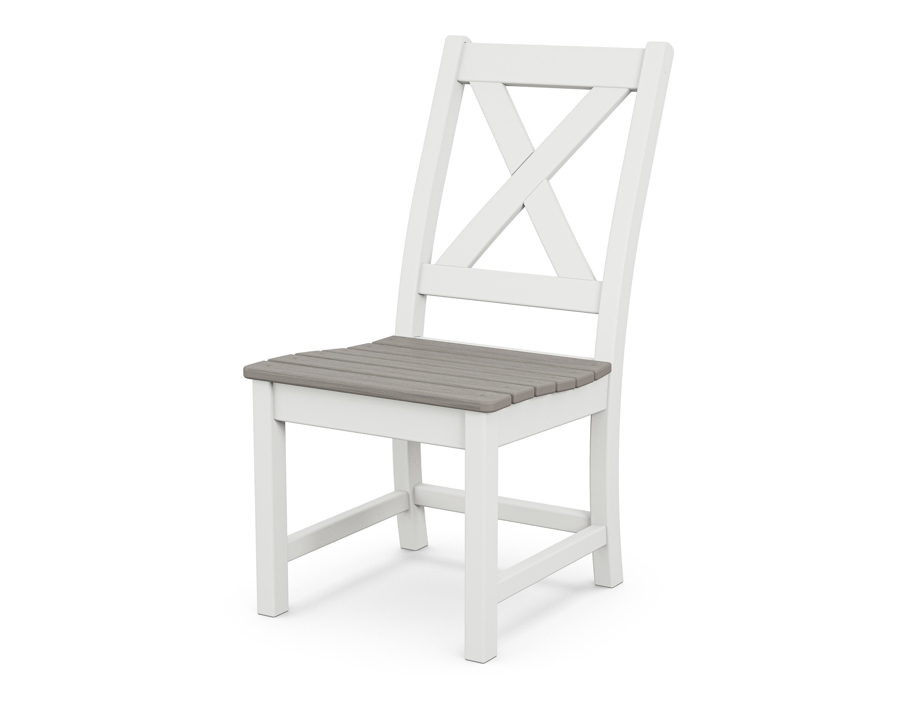 Braxton Dining Side Chair in White / Driftwood