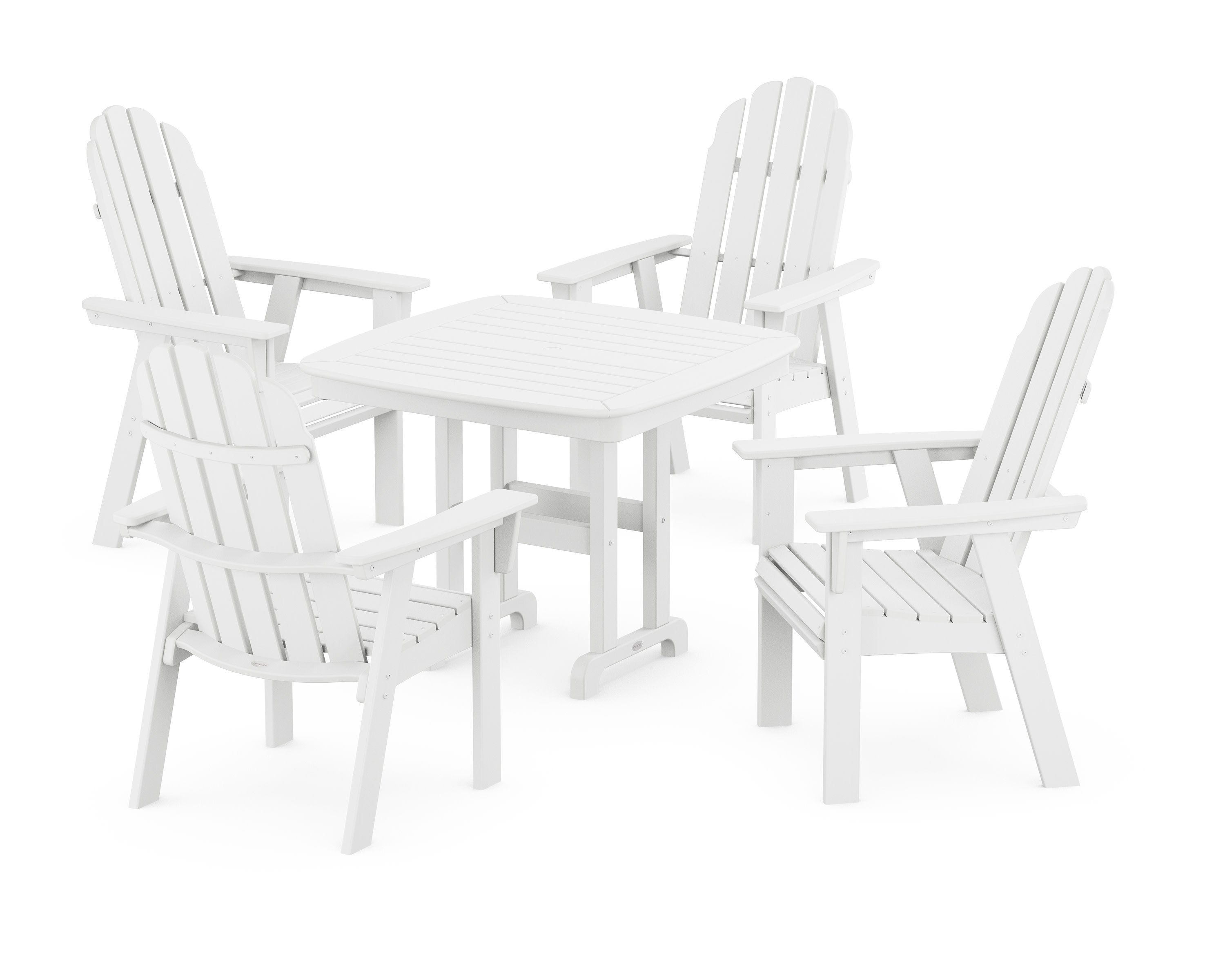 Vineyard Curveback Adirondack 5-Piece Dining Set in White