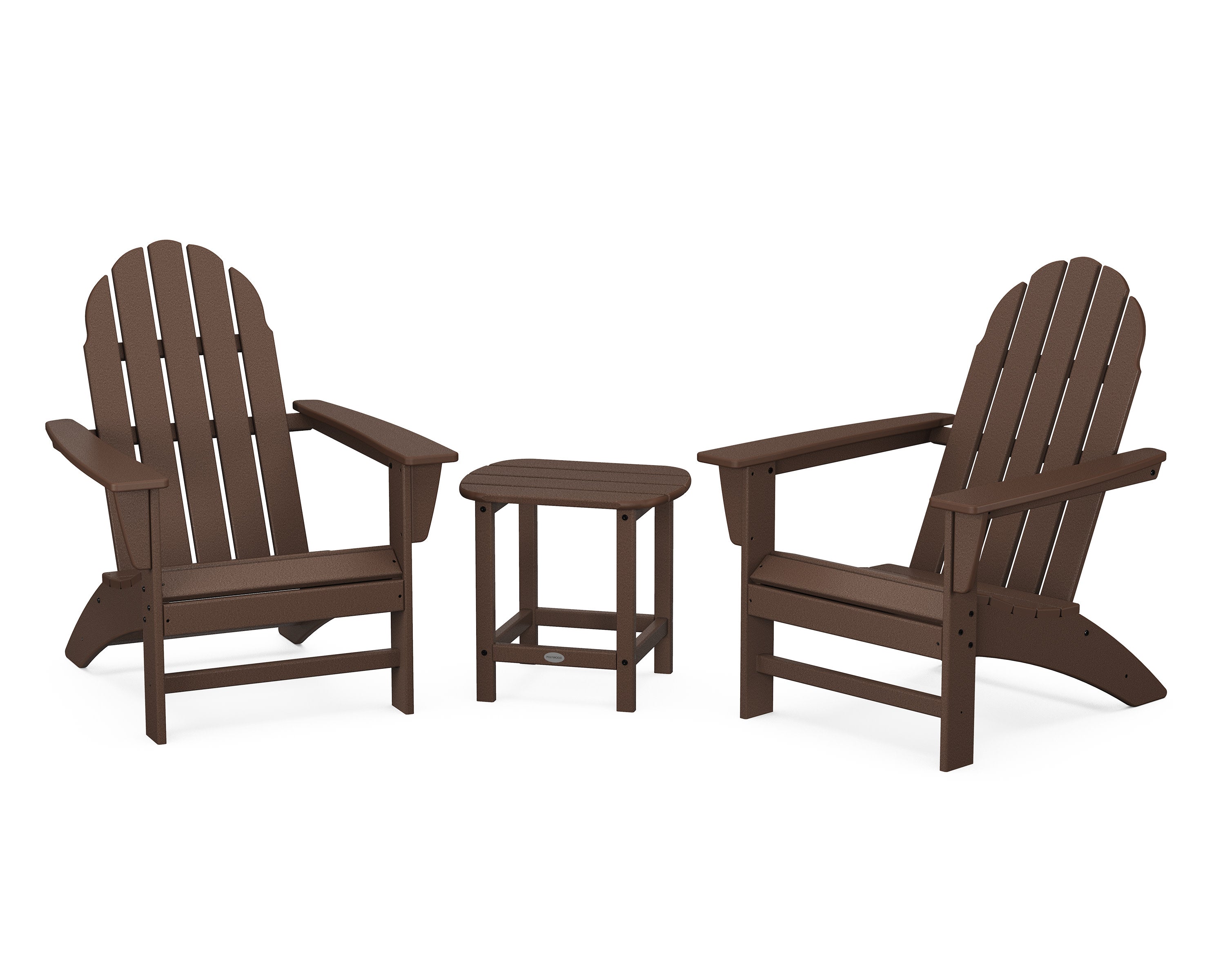Vineyard 3-Piece Adirondack Set with South Beach 18" Side Table in Mahogany