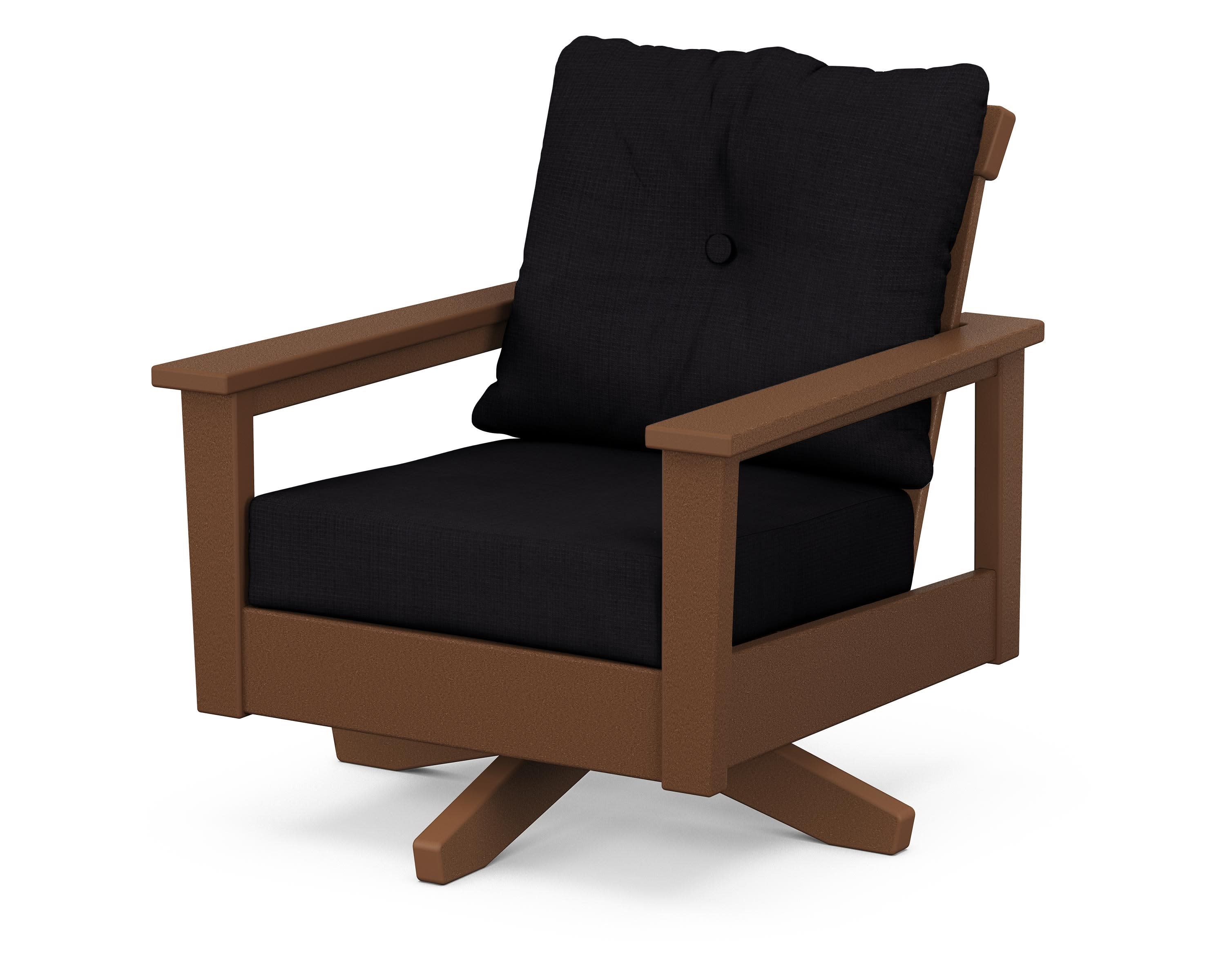Prescott Deep Seating Swivel Chair in Teak / Midnight Linen