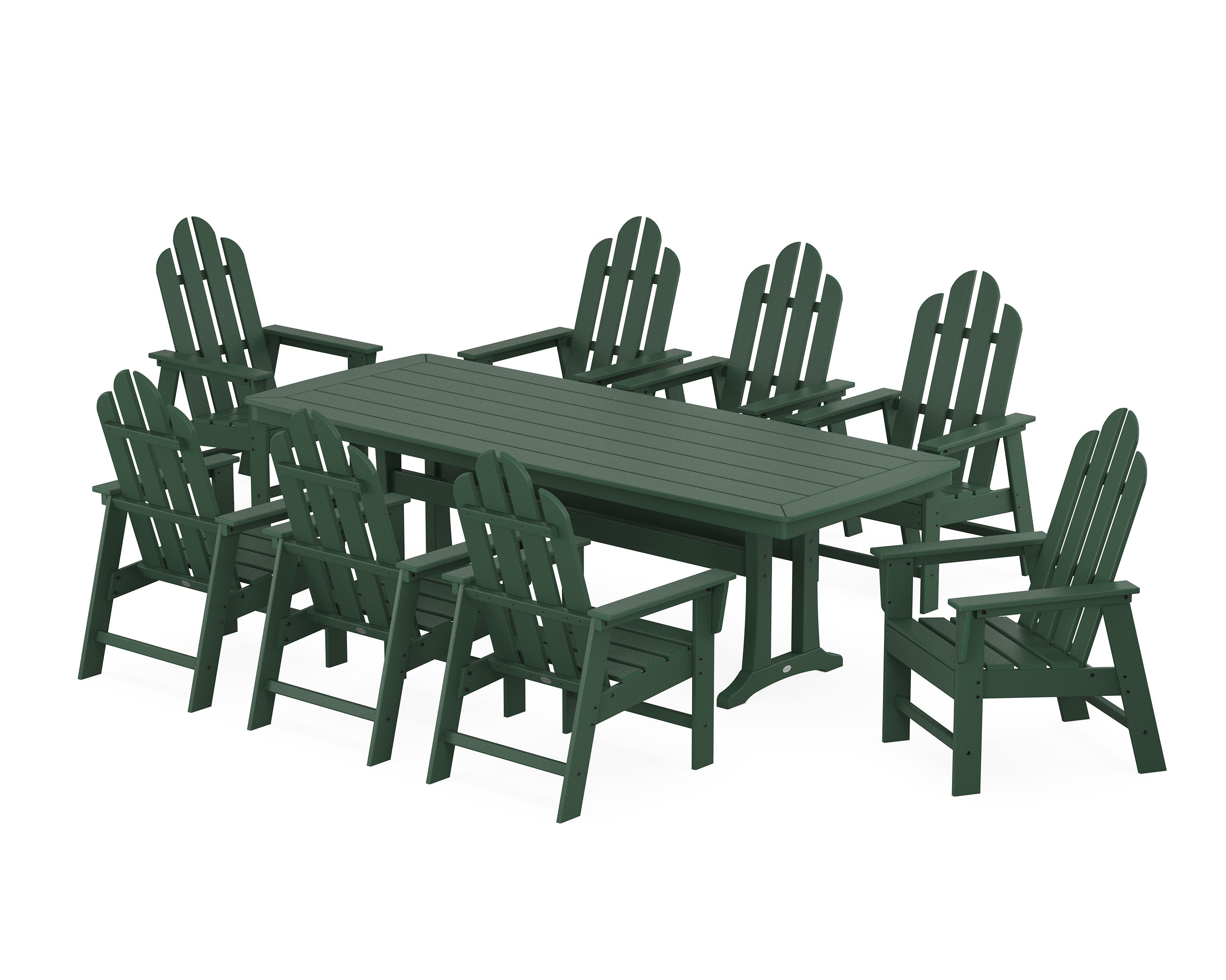 Long Island 9-Piece Dining Set with Trestle Legs in Green