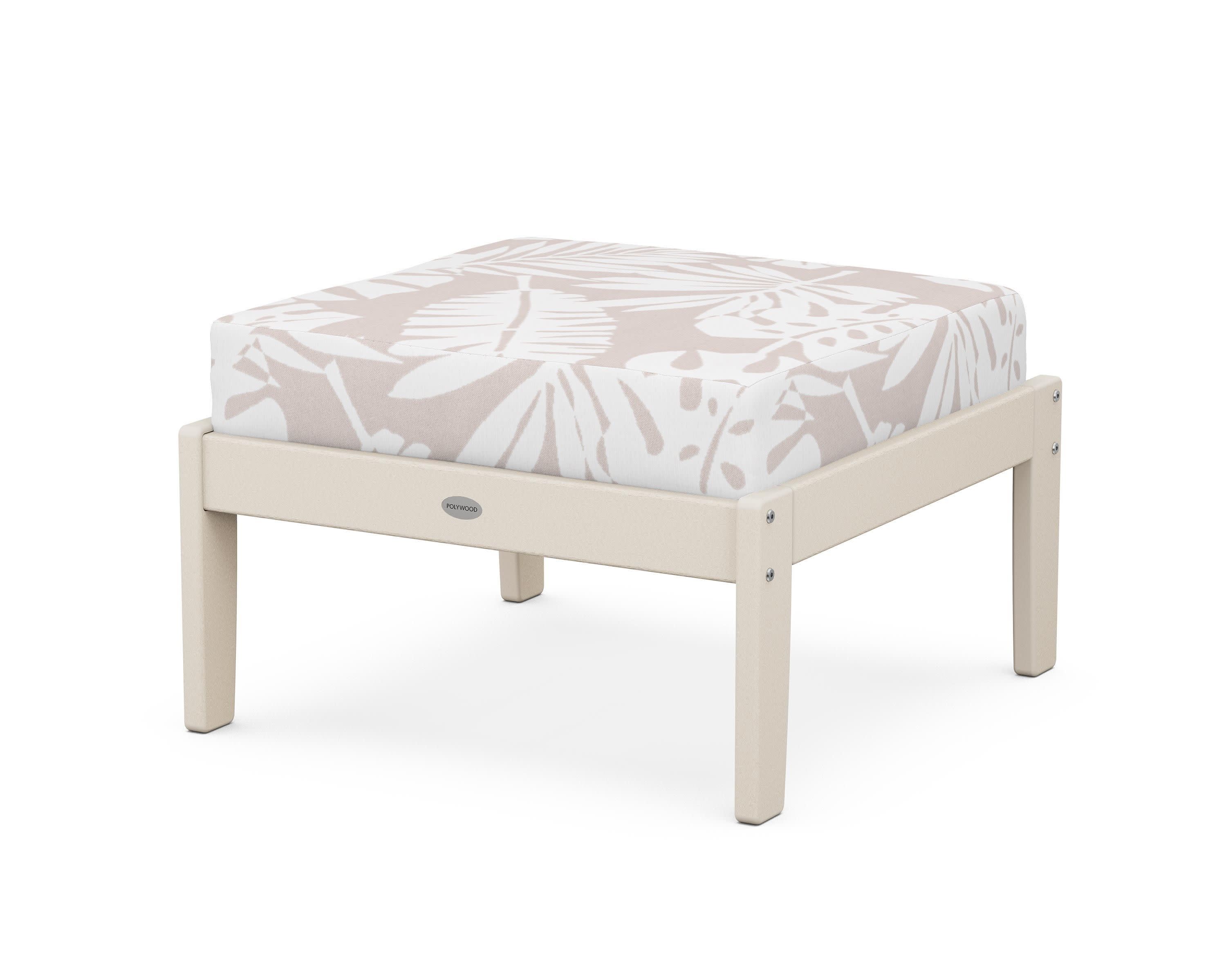 Braxton Deep Seating Ottoman in Sand / Leaf Dune Burlap