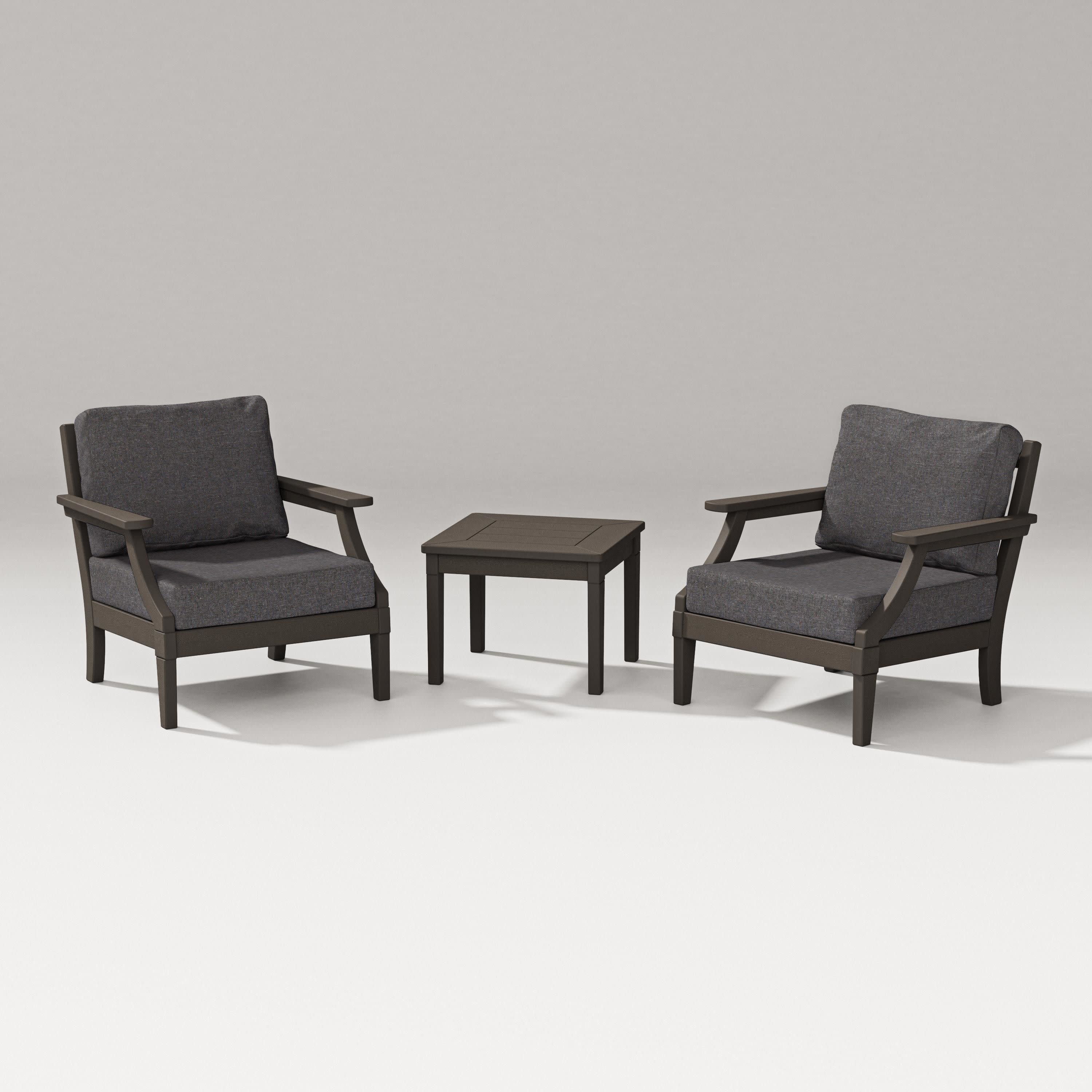 Estate 3-Piece Lounge Chair Set in Vintage Coffee / Ash Charcoal