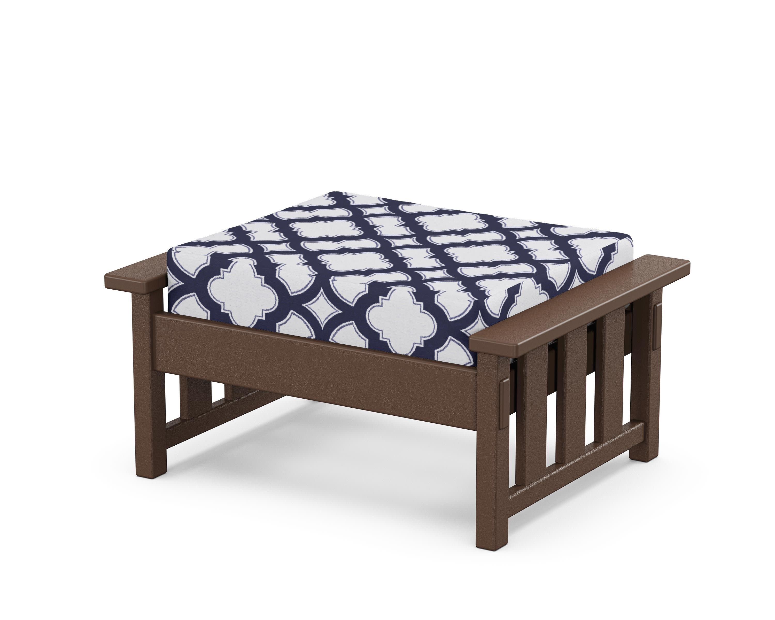 Acadia Deep Seating Ottoman in Mahogany / Trellis Navy