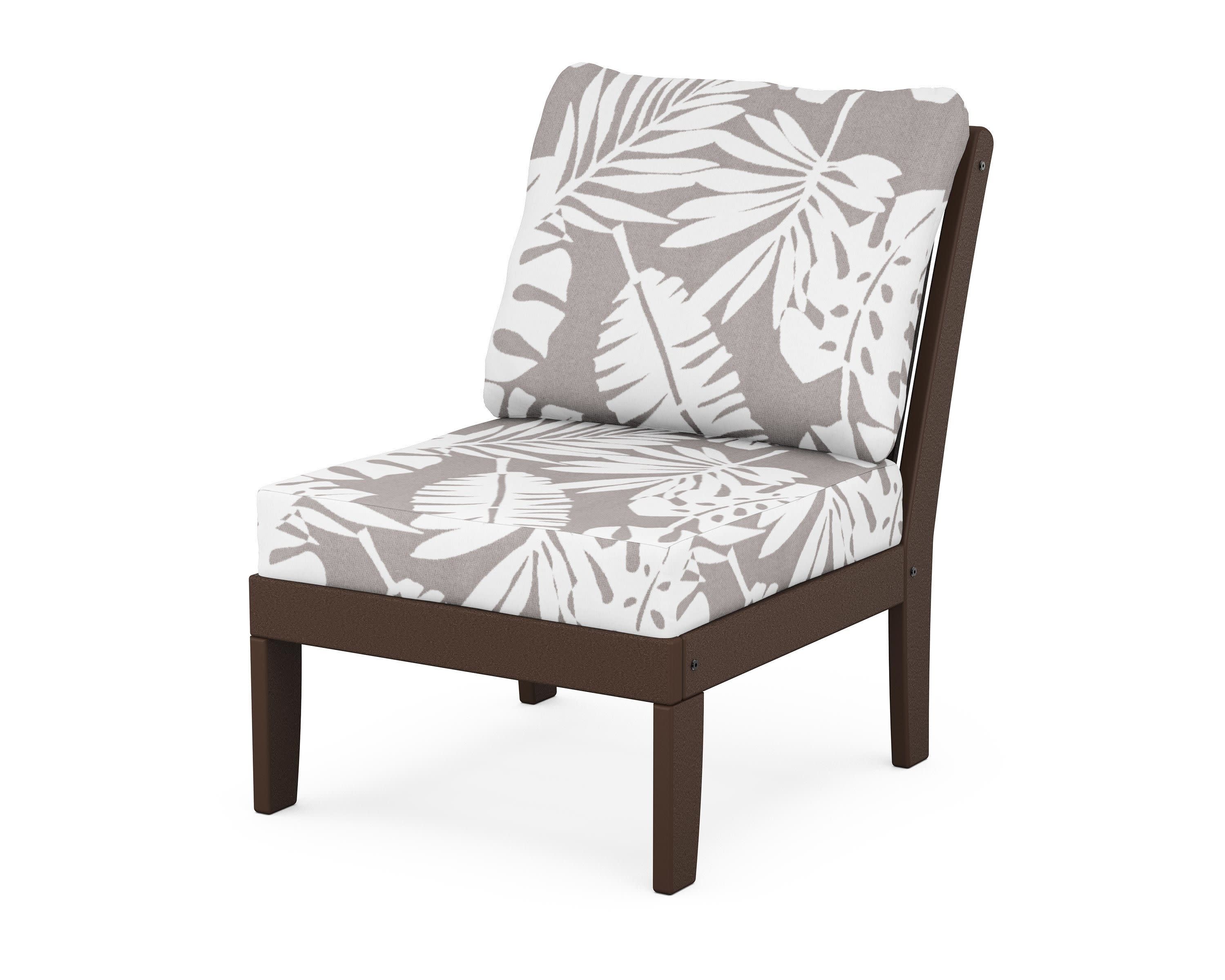 Braxton Modular Armless Chair in Mahogany / Leaf Grey Mist