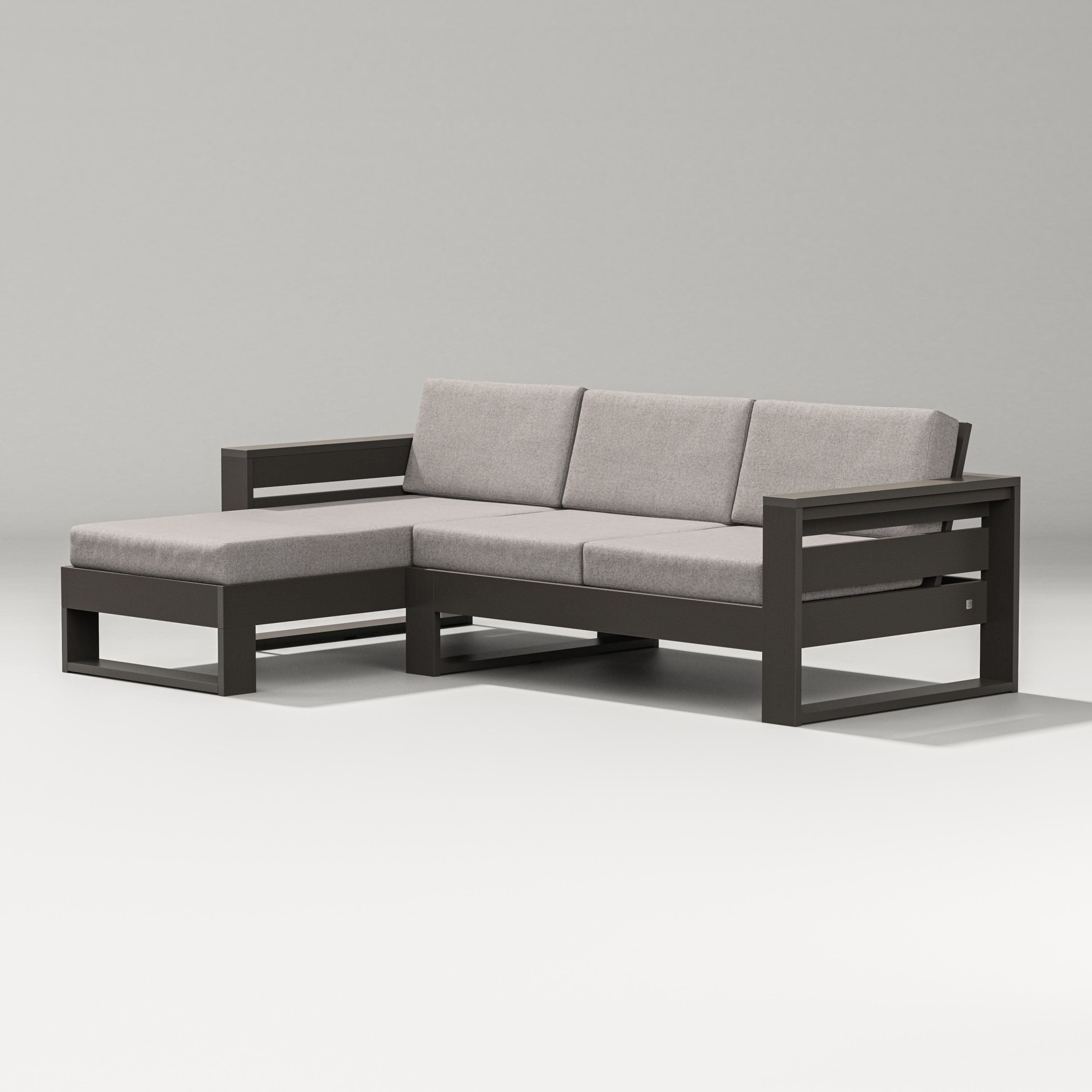 Latitude Left Chaise Sectional in Vintage Coffee / Weathered Tweed