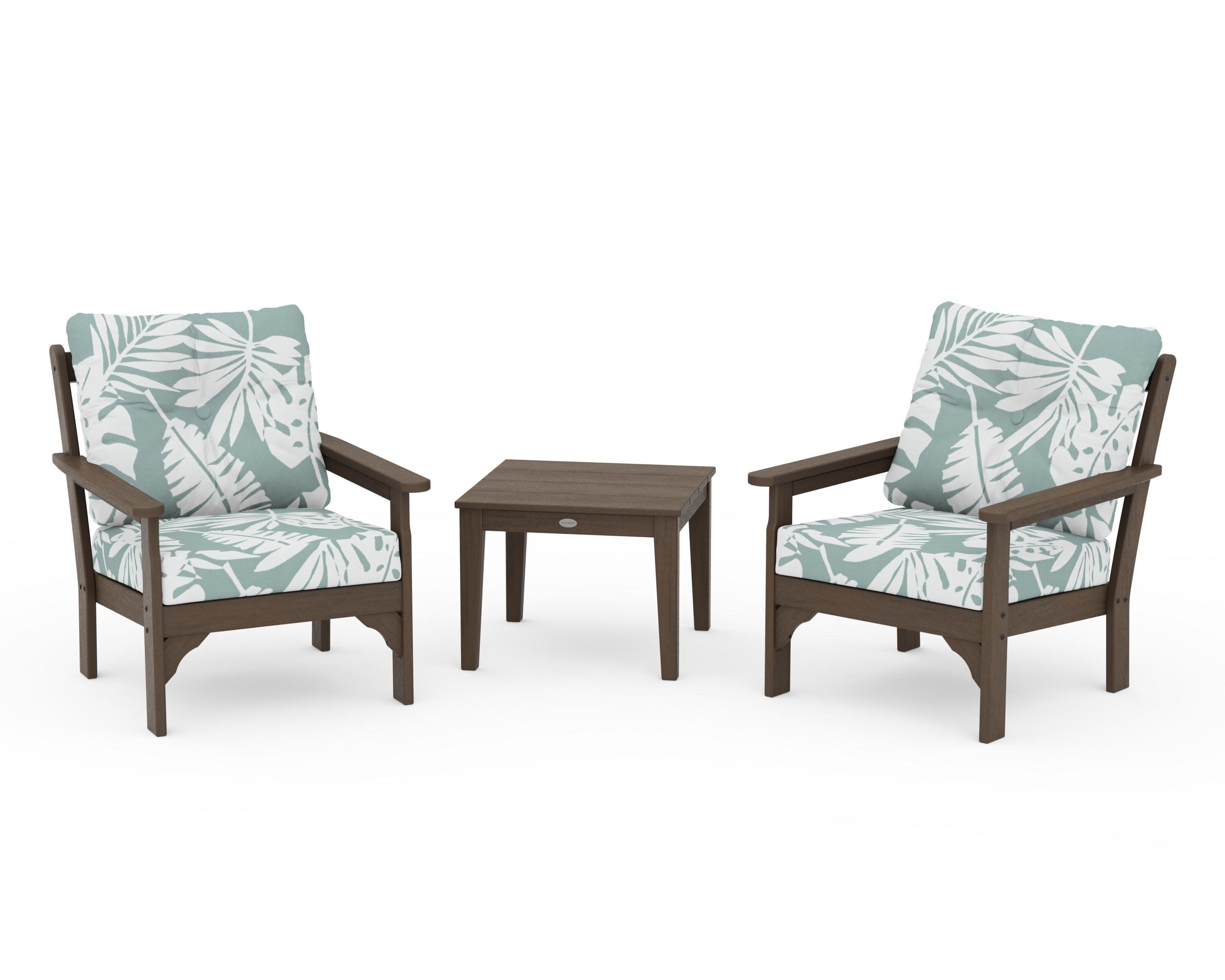 Vineyard 3-Piece Deep Seating Set in Kona / Leaf Glacier Spa