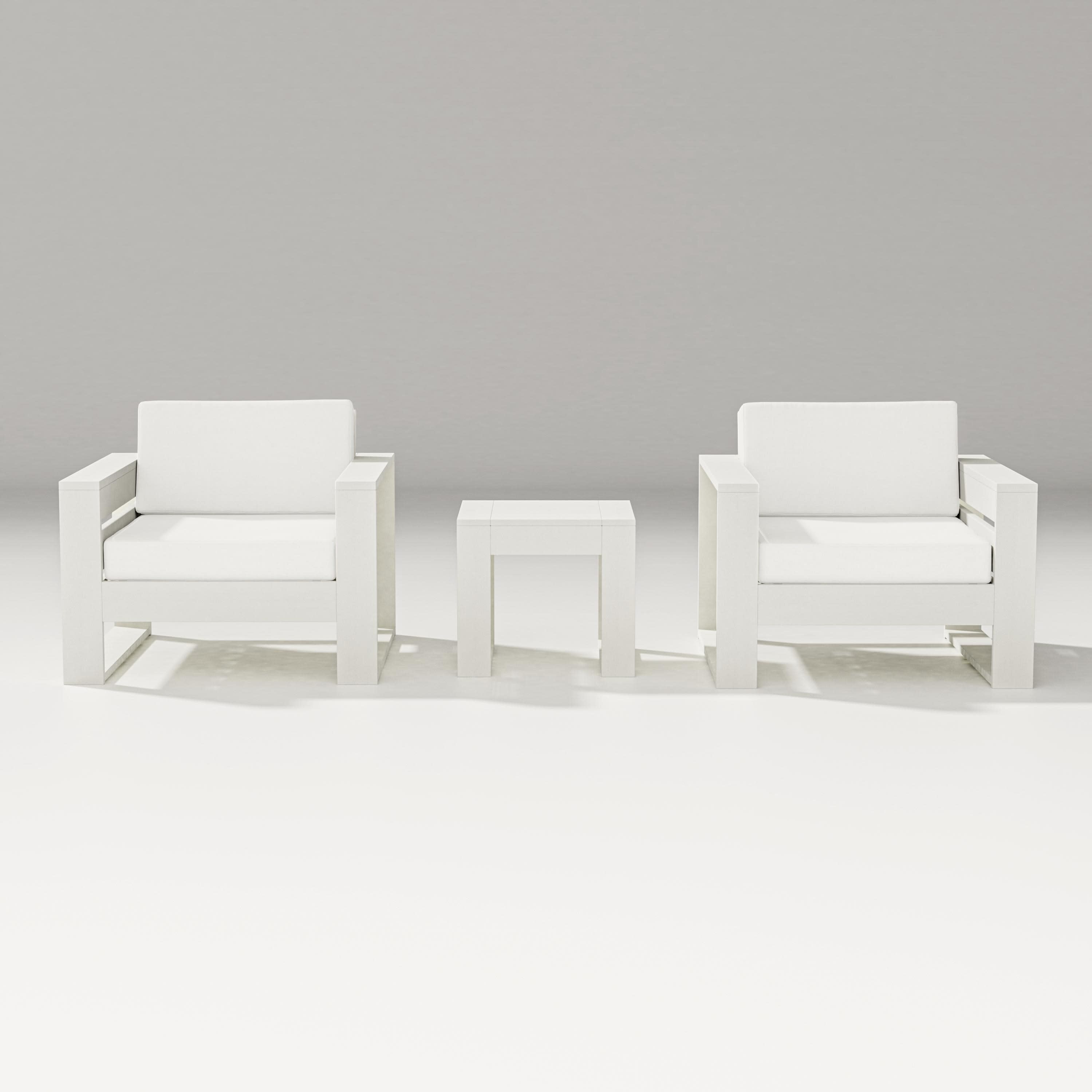 Latitude 3-Piece Lounge Chair Set in Vintage White / Natural Linen