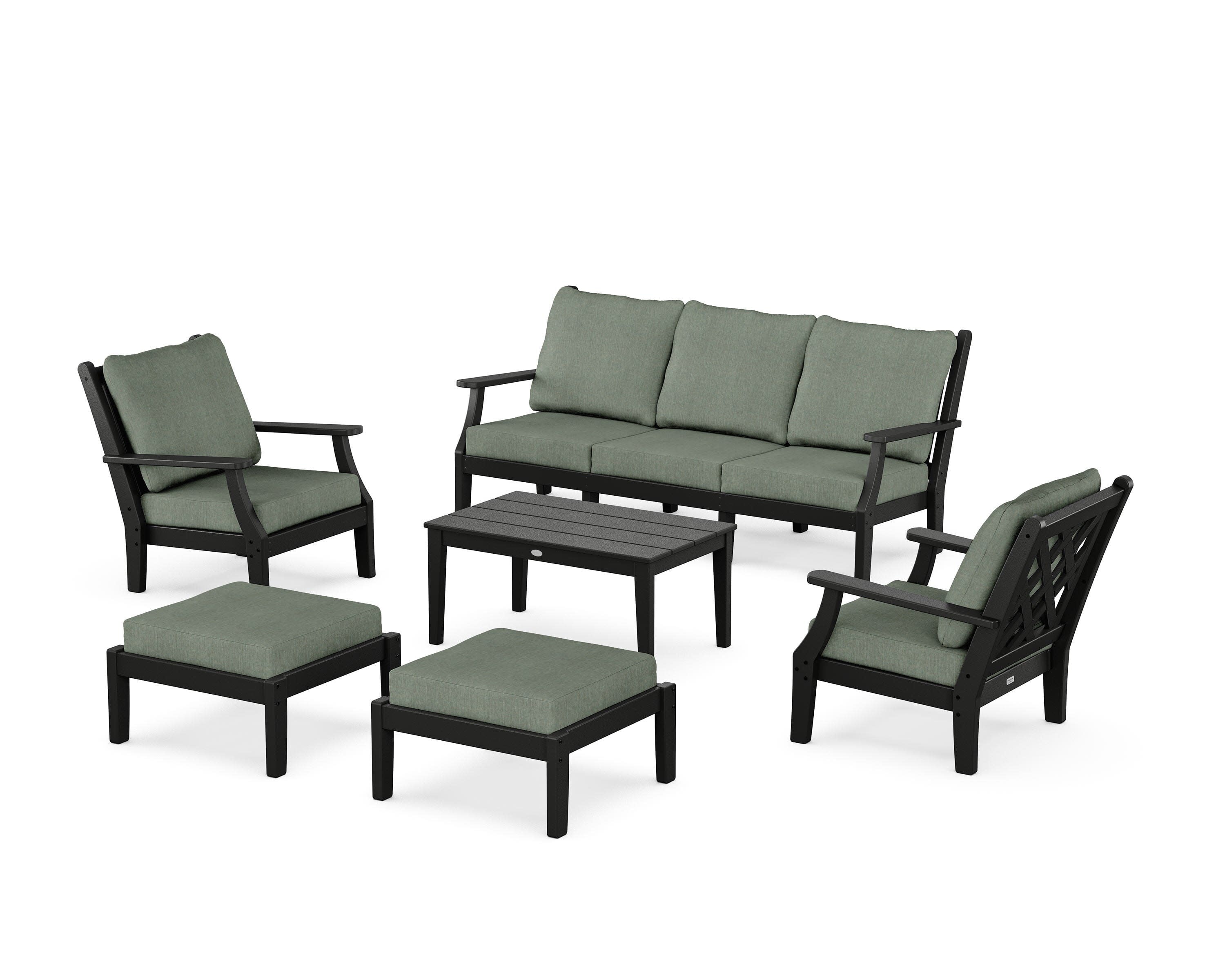 Wovendale 6-Piece Lounge Sofa Set in Black / Cast Sage