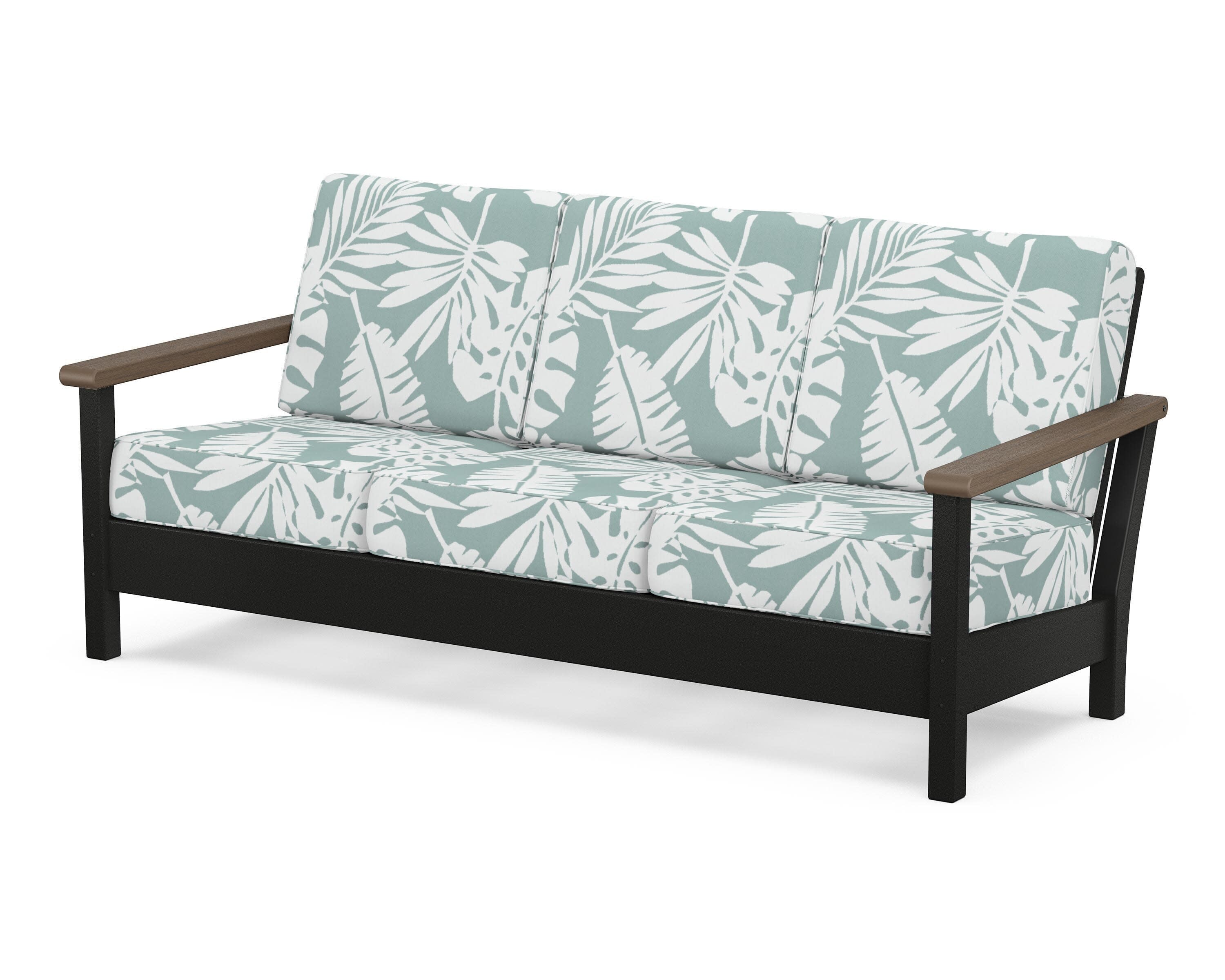 Harbour Deep Seating Sofa in Black / Kona / Leaf Glacier Spa