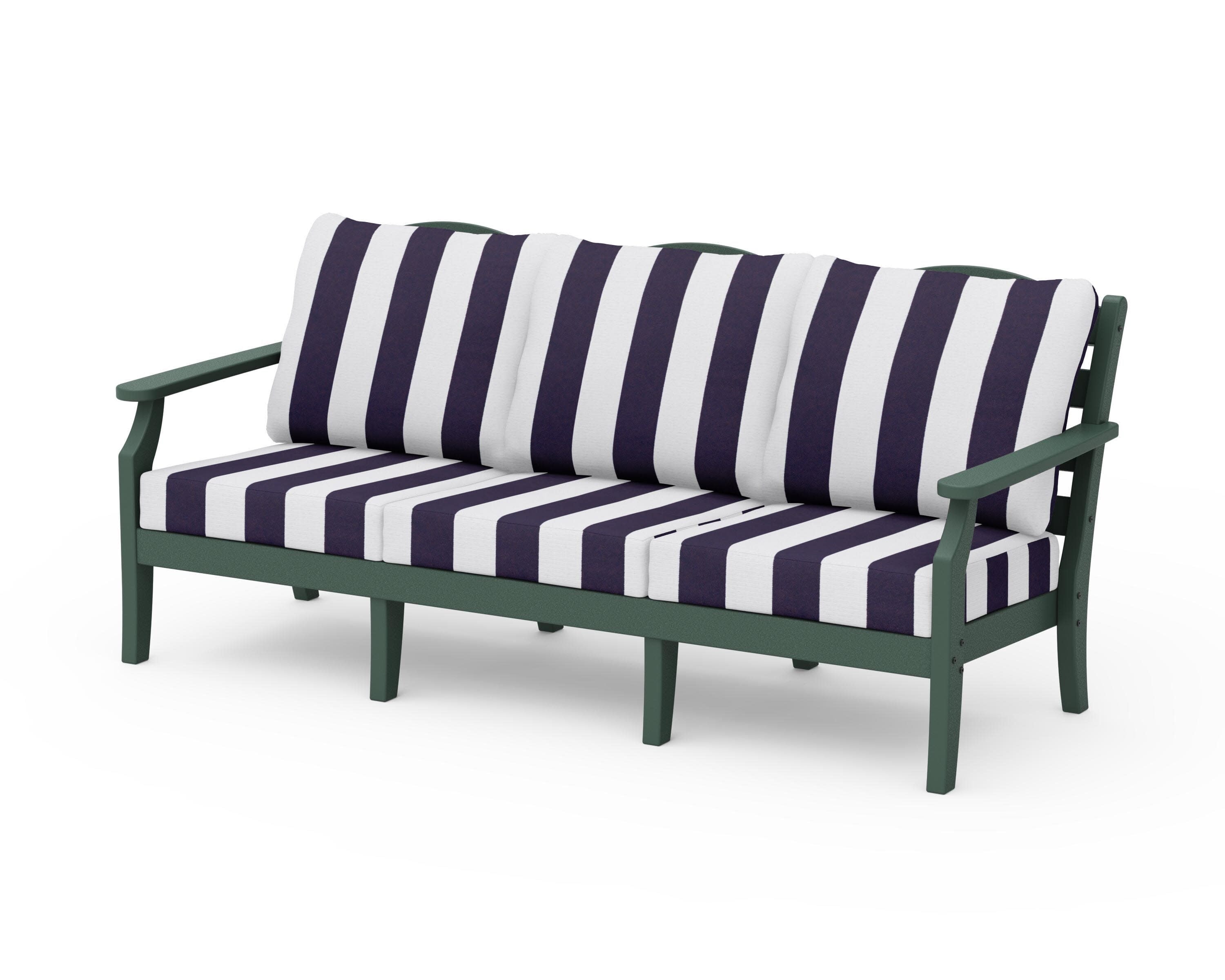 Savannah Deep Seating Sofa in Green / Cabana Stripe Navy