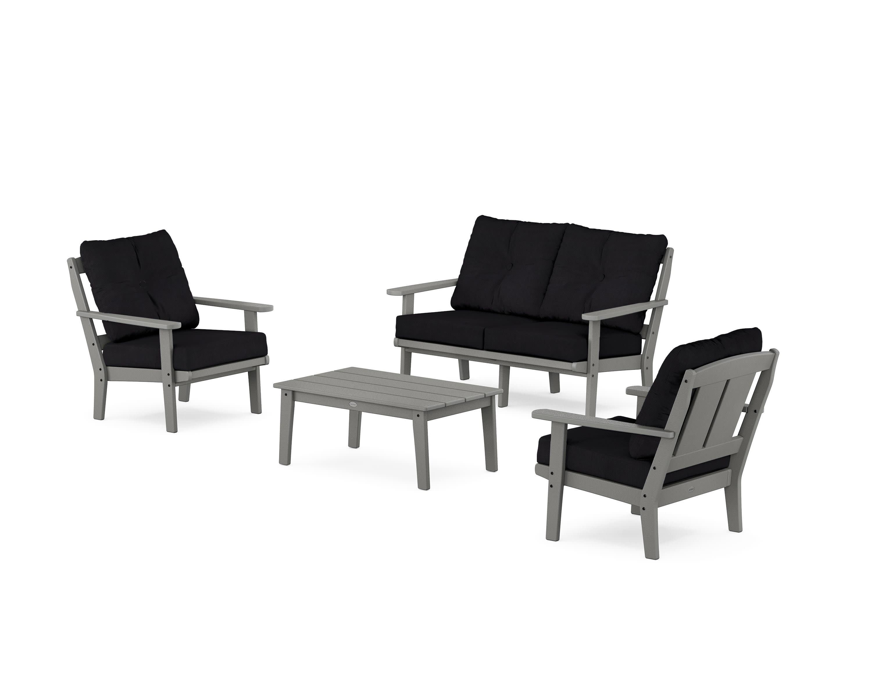 Mission 4-Piece Deep Seating Set with Loveseat in Slate Grey / Midnight Linen