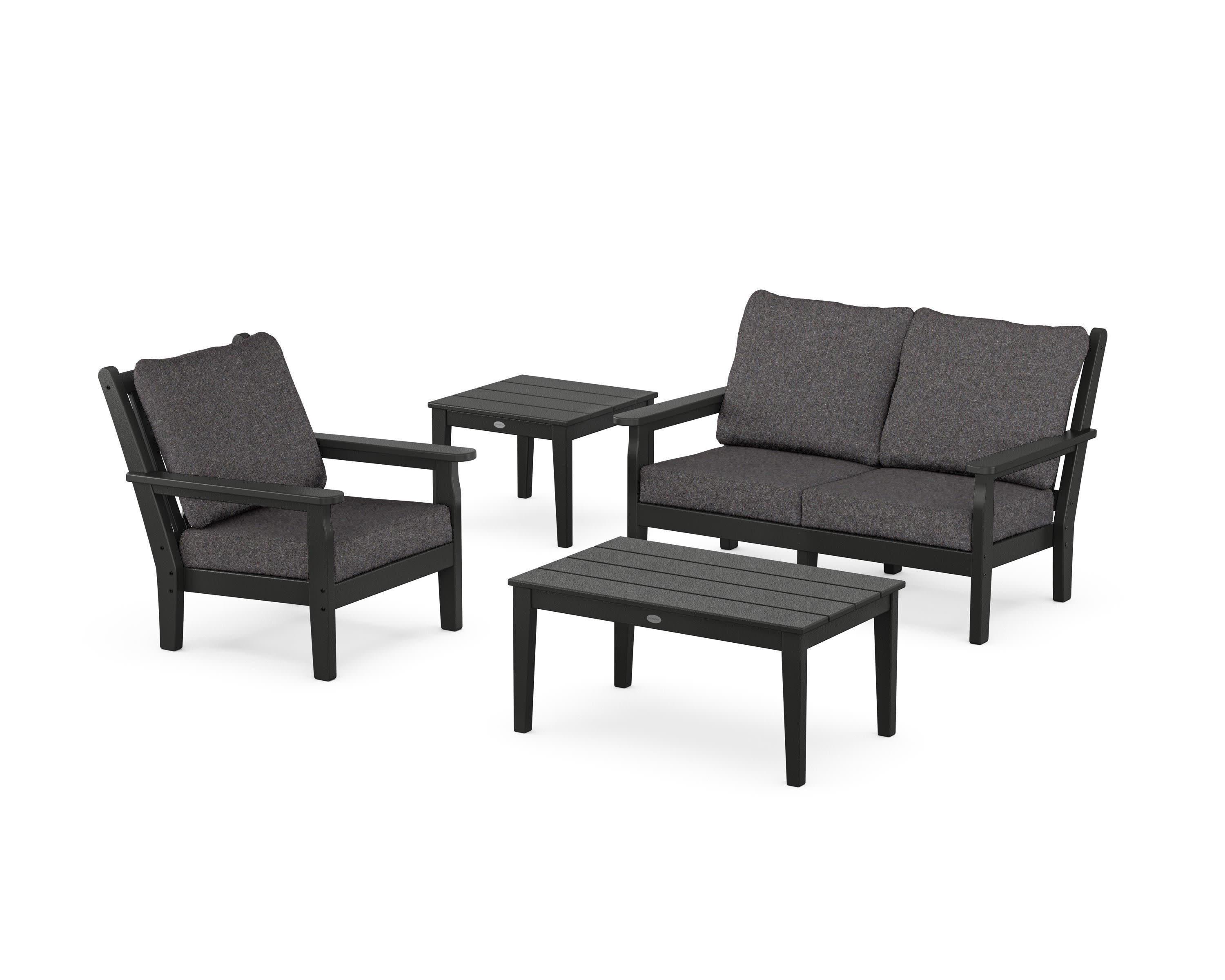 Chippendale 4-Piece Deep Seating Set in Black / Ash Charcoal