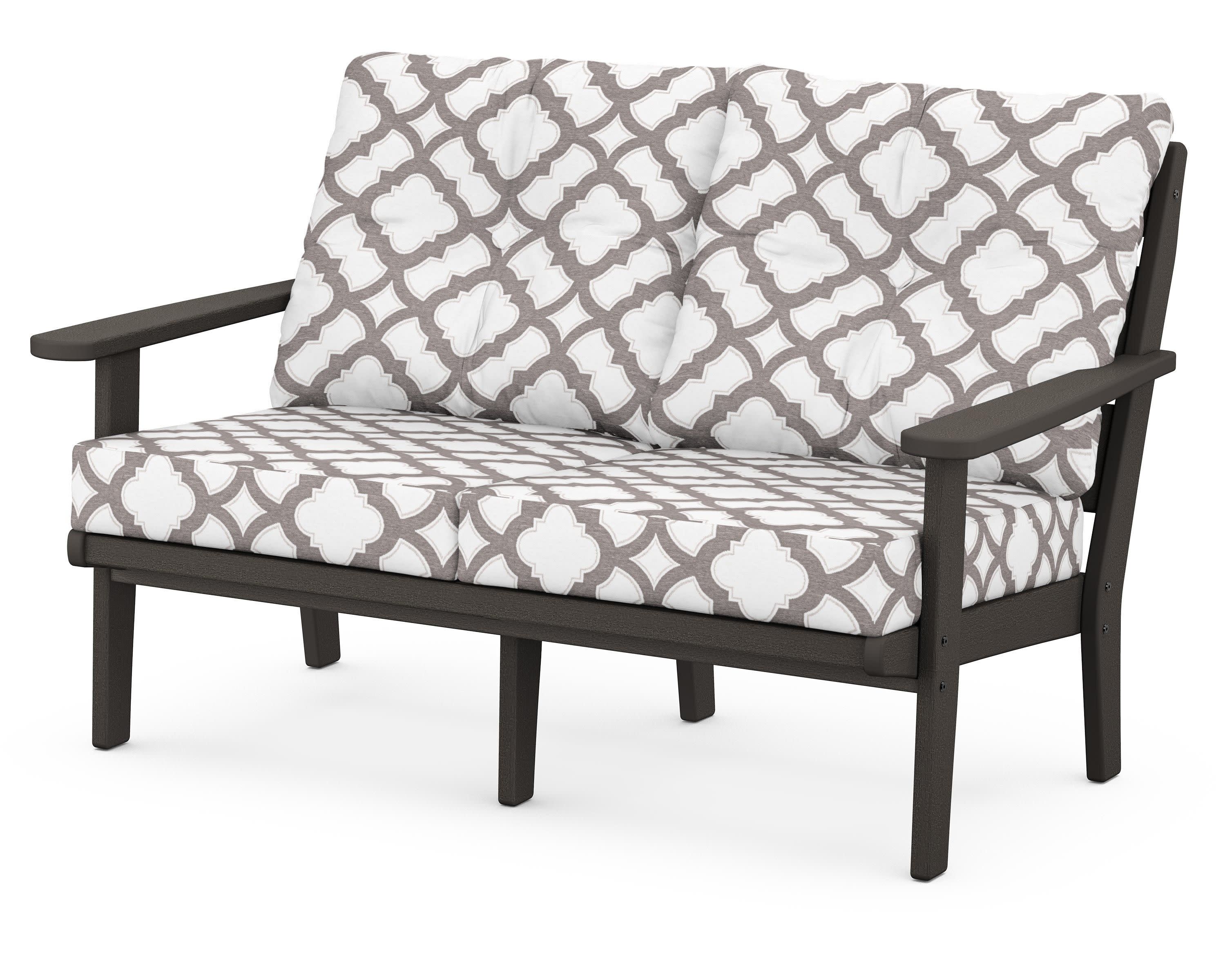 Lakeside Deep Seating Loveseat in Vintage Coffee / Trellis Grey Mist