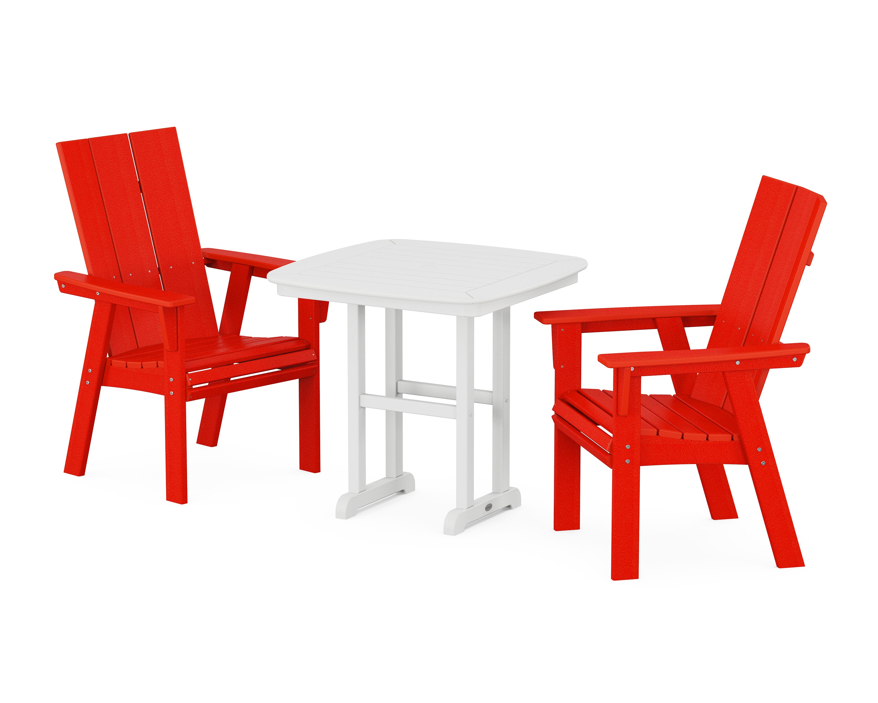 Modern Adirondack 3-Piece Dining Set in Sunset Red / White