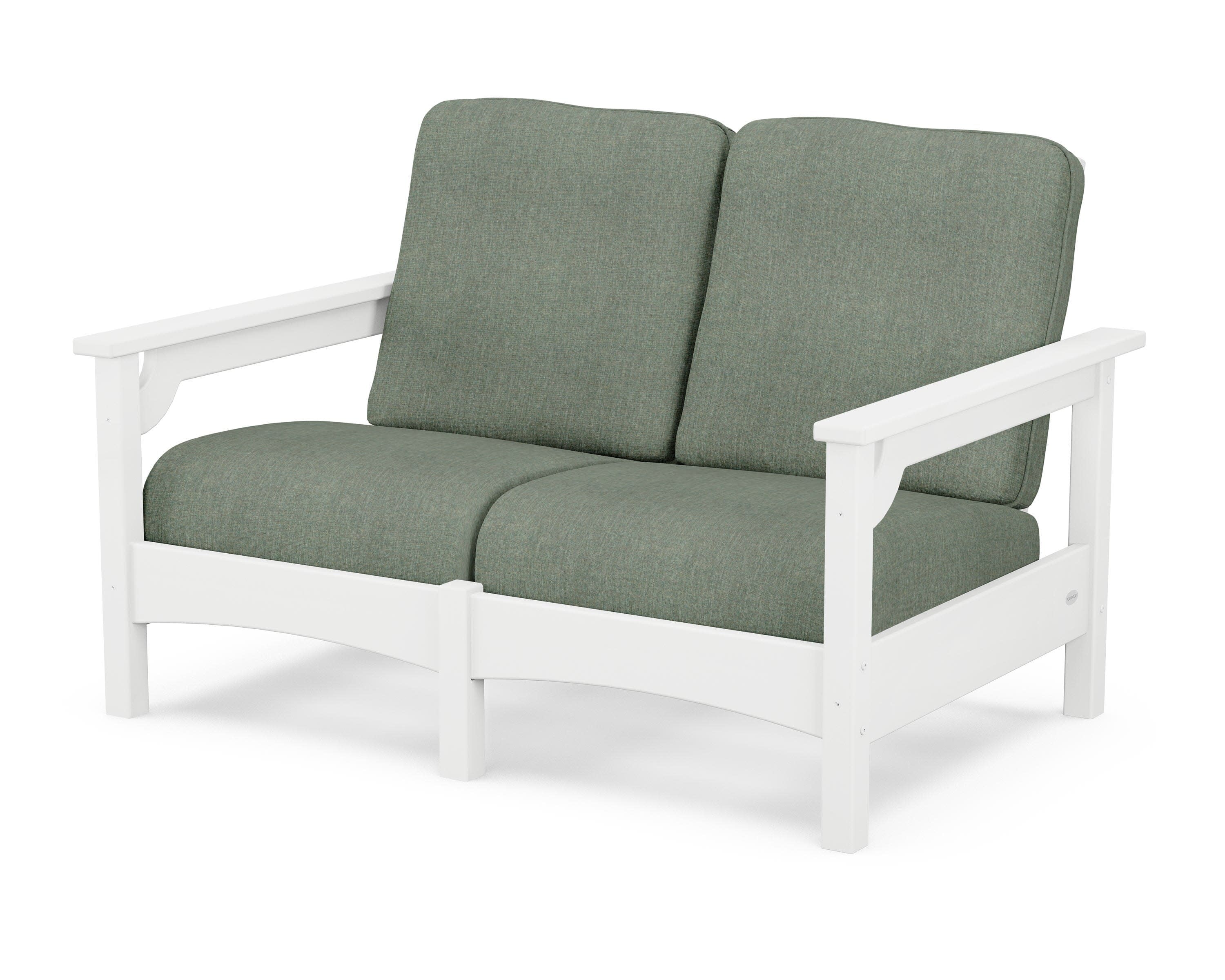 Club Loveseat in White / Cast Sage
