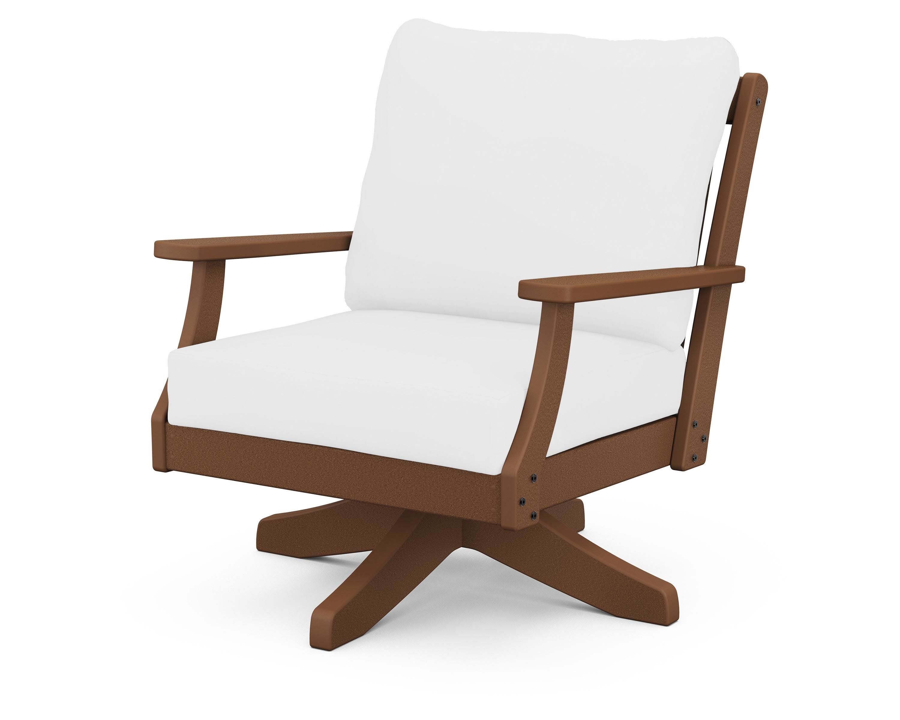 Braxton Deep Seating Swivel Chair in Teak / Natural