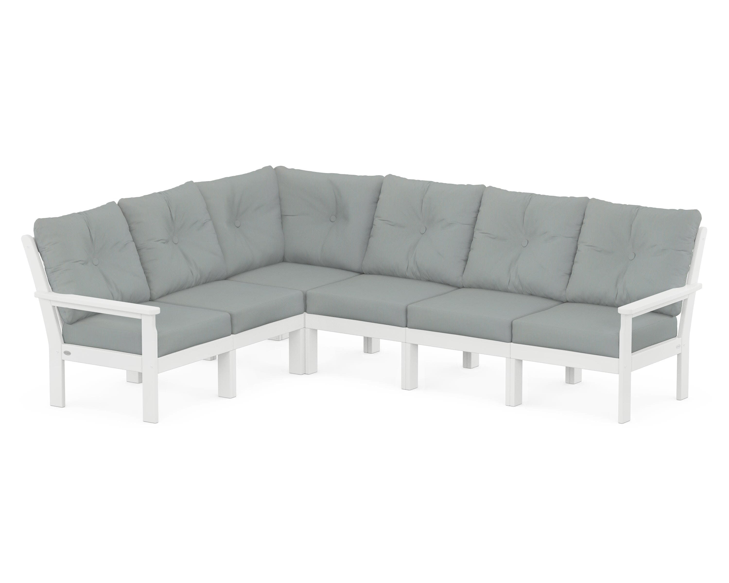 Vineyard 6-Piece Sectional in White / Spa